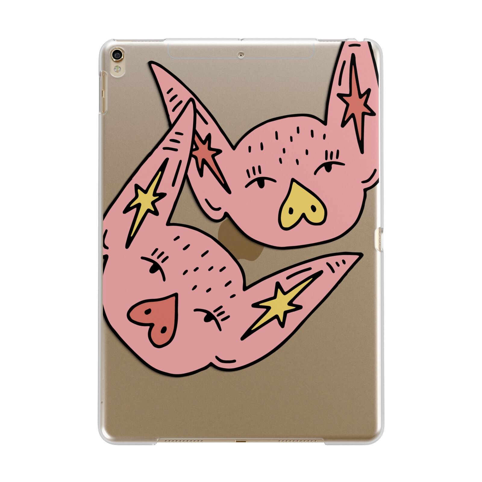 Pink Pigs Couple Apple iPad Gold Case