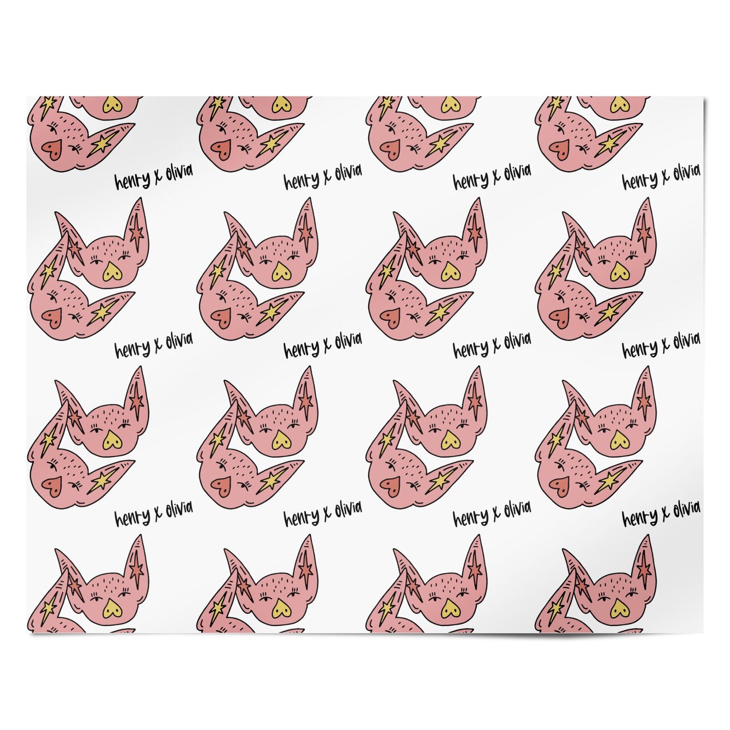 Pink Pigs Couple Personalised Wrapping Paper Alternative