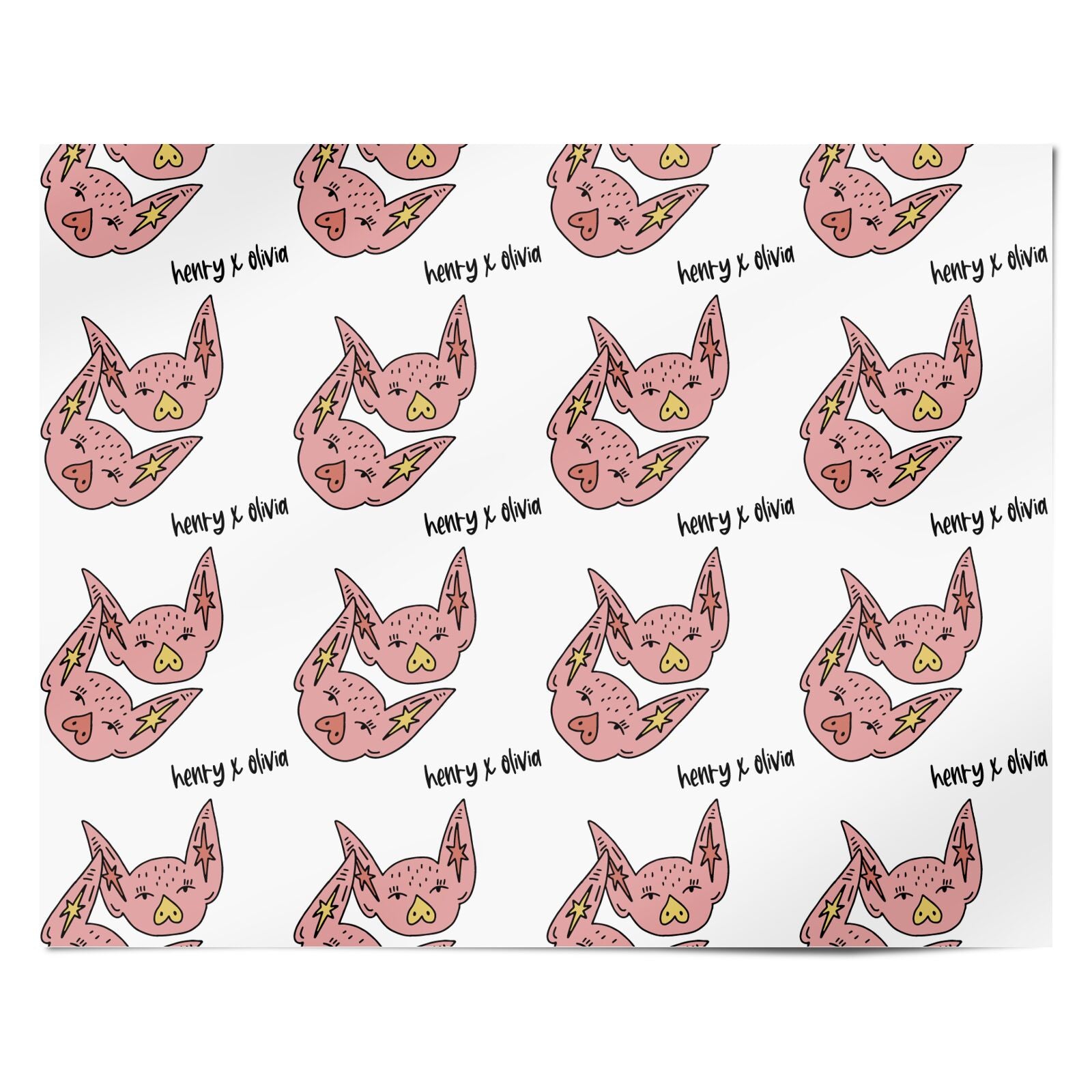 Pink Pigs Couple Personalised Wrapping Paper Alternative