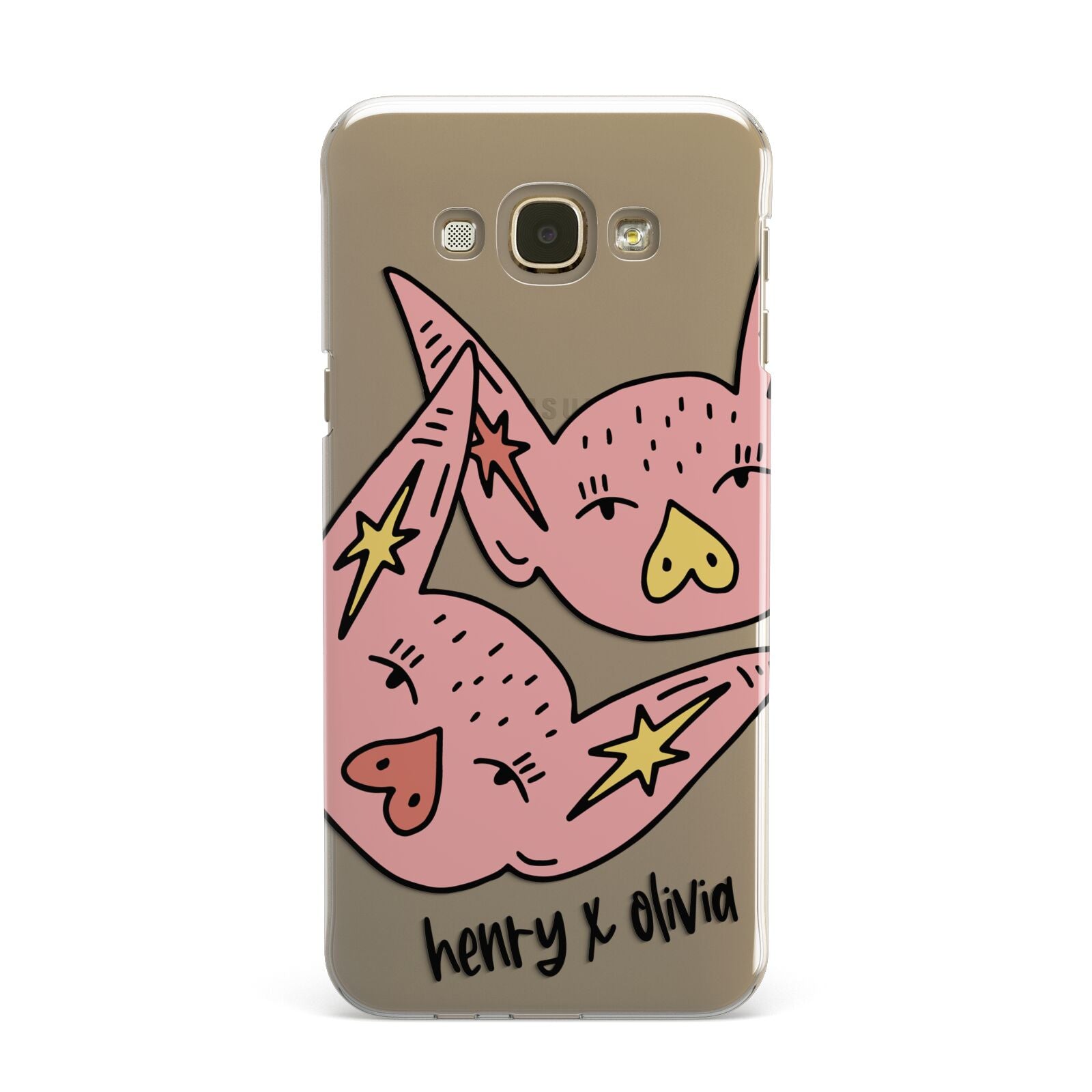 Pink Pigs Couple Samsung Galaxy A8 Case