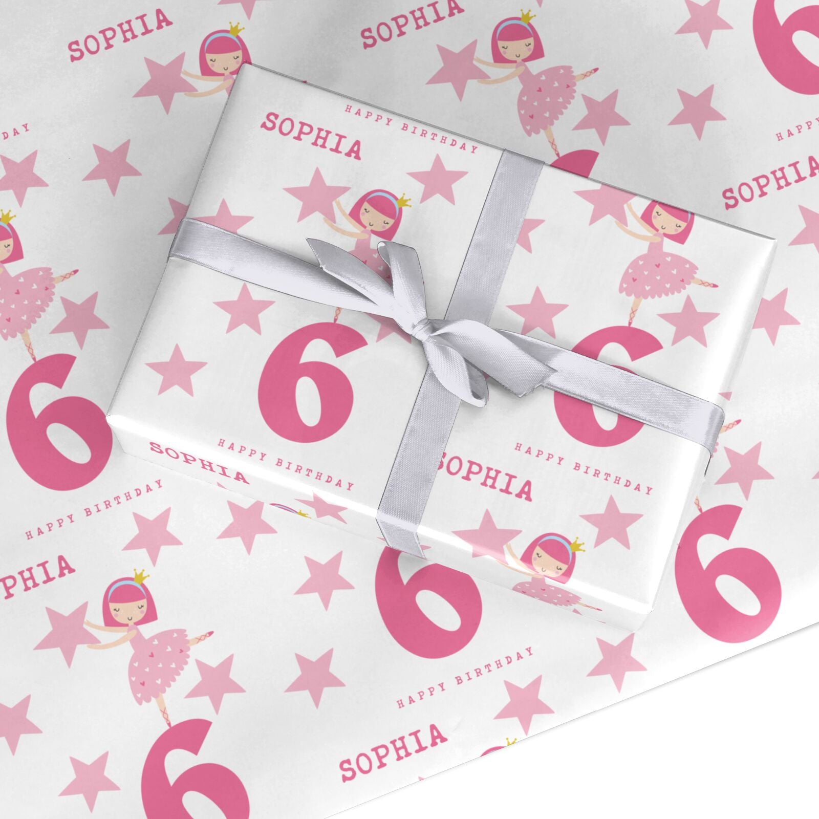 Dyefor Personalised Name Pink Christmas Wonderland Wrapping Paper Gift Wrap