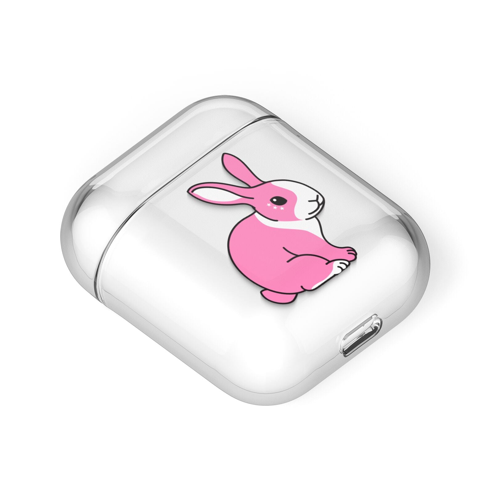 Pink Rabbits AirPods Case Laid Flat