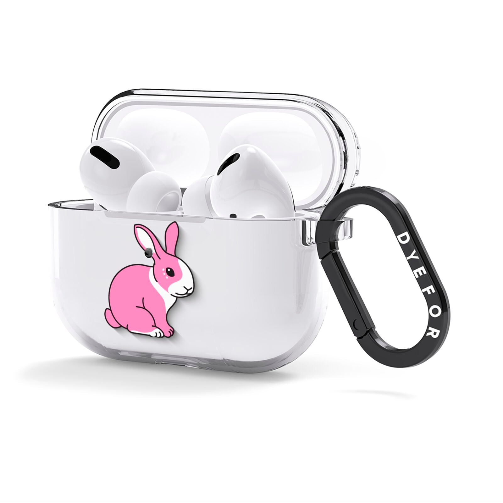 Pink Rabbits AirPods Clear Case 3rd Gen Side Image