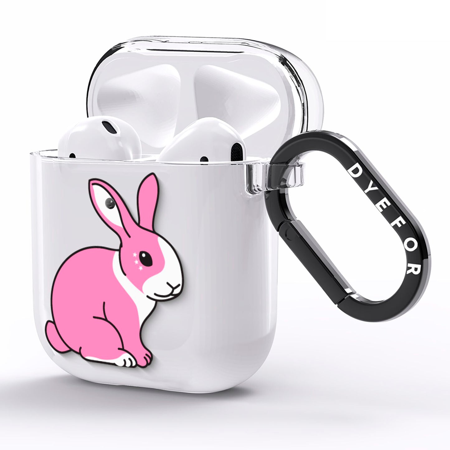 Pink Rabbits AirPods Clear Case Side Image