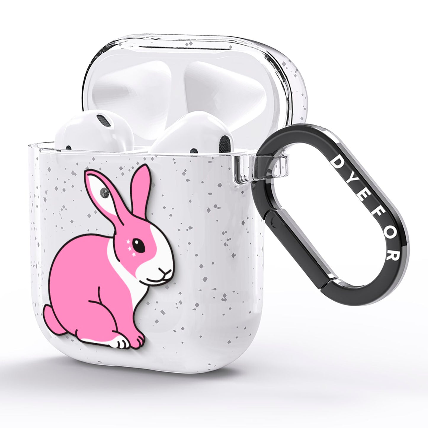 Pink Rabbits AirPods Glitter Case Side Image