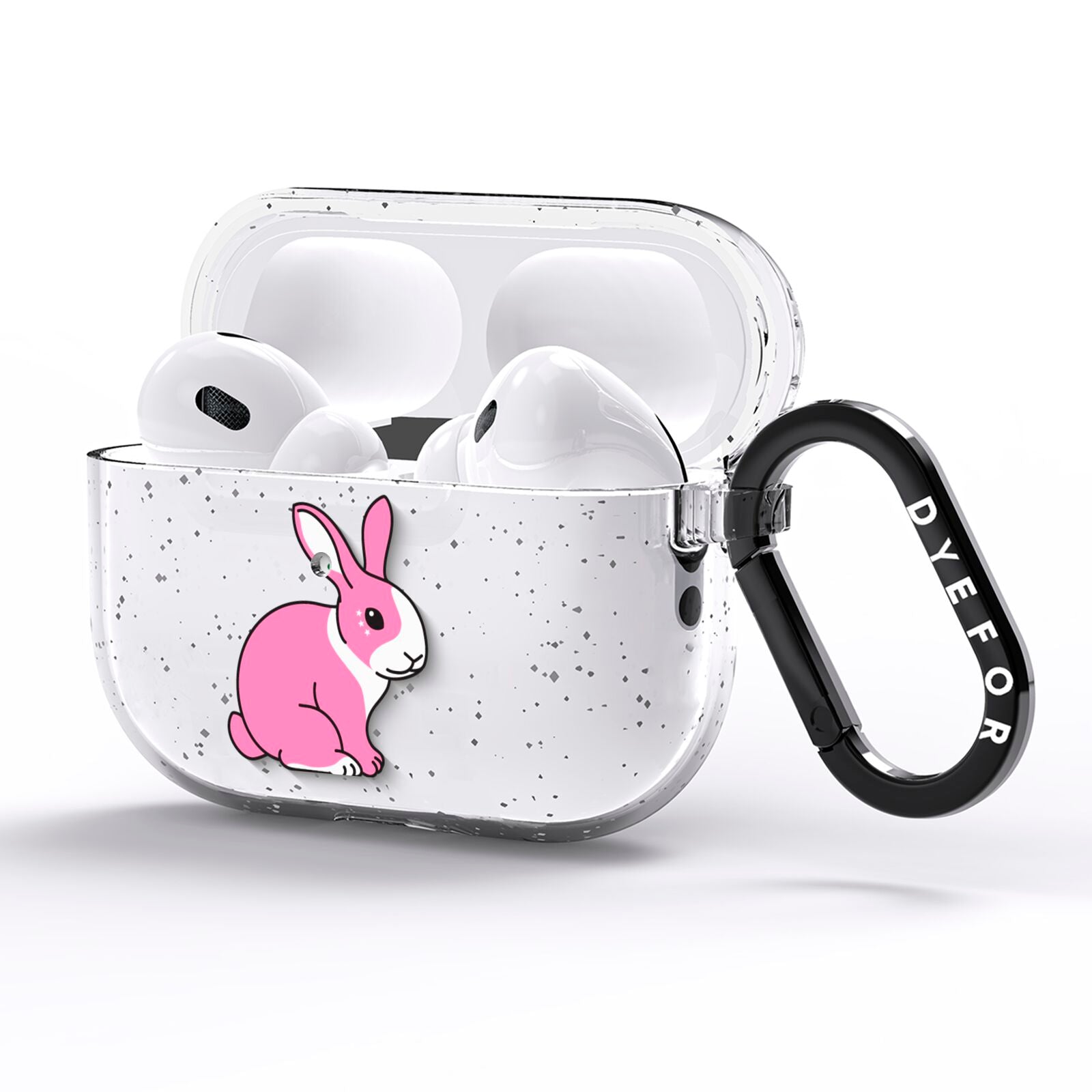 Pink Rabbits AirPods Pro Glitter Case Side Image