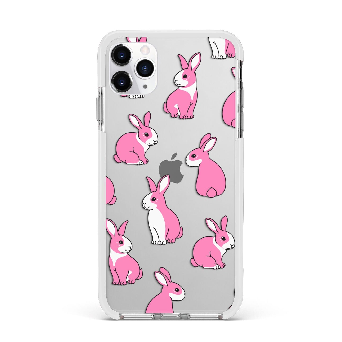 Pink Rabbits Apple iPhone 11 Pro Max in Silver with White Impact Case