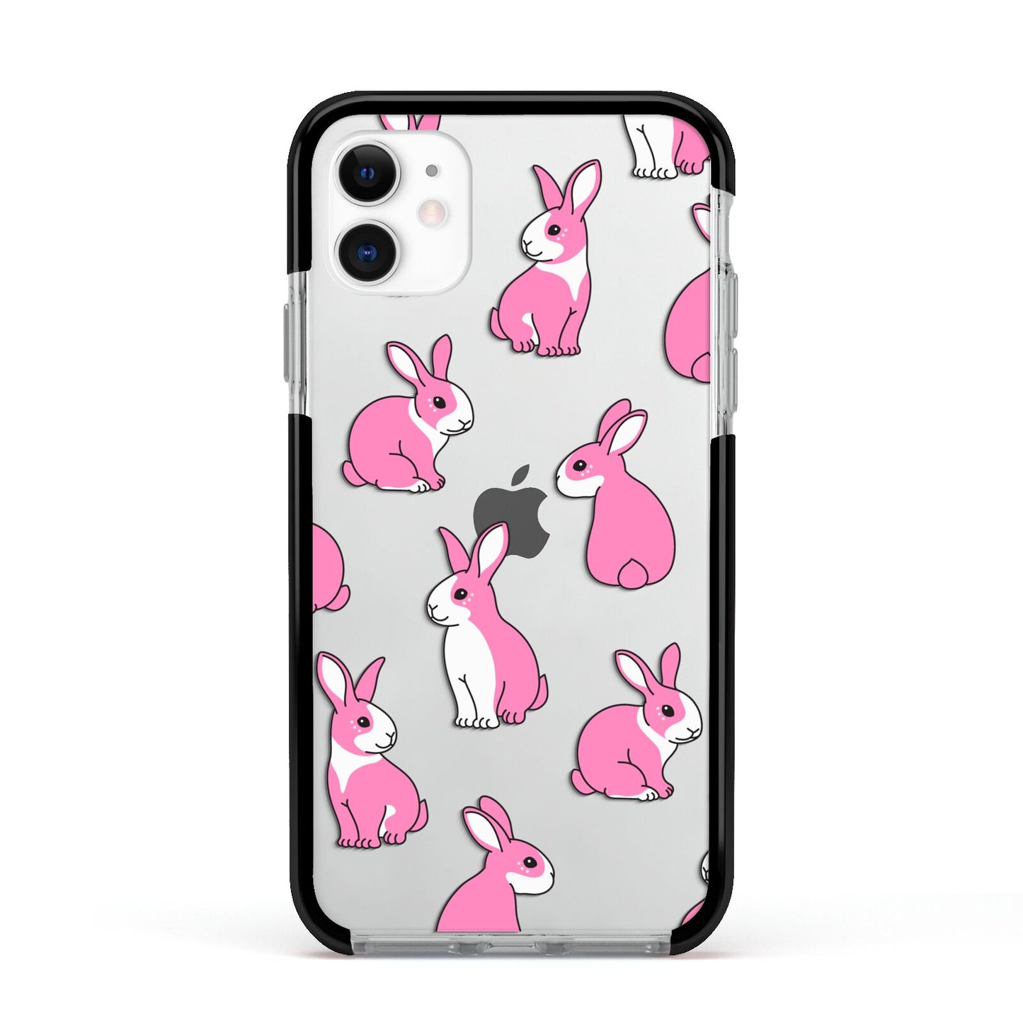 Pink Rabbits Apple iPhone 11 in White with Black Impact Case