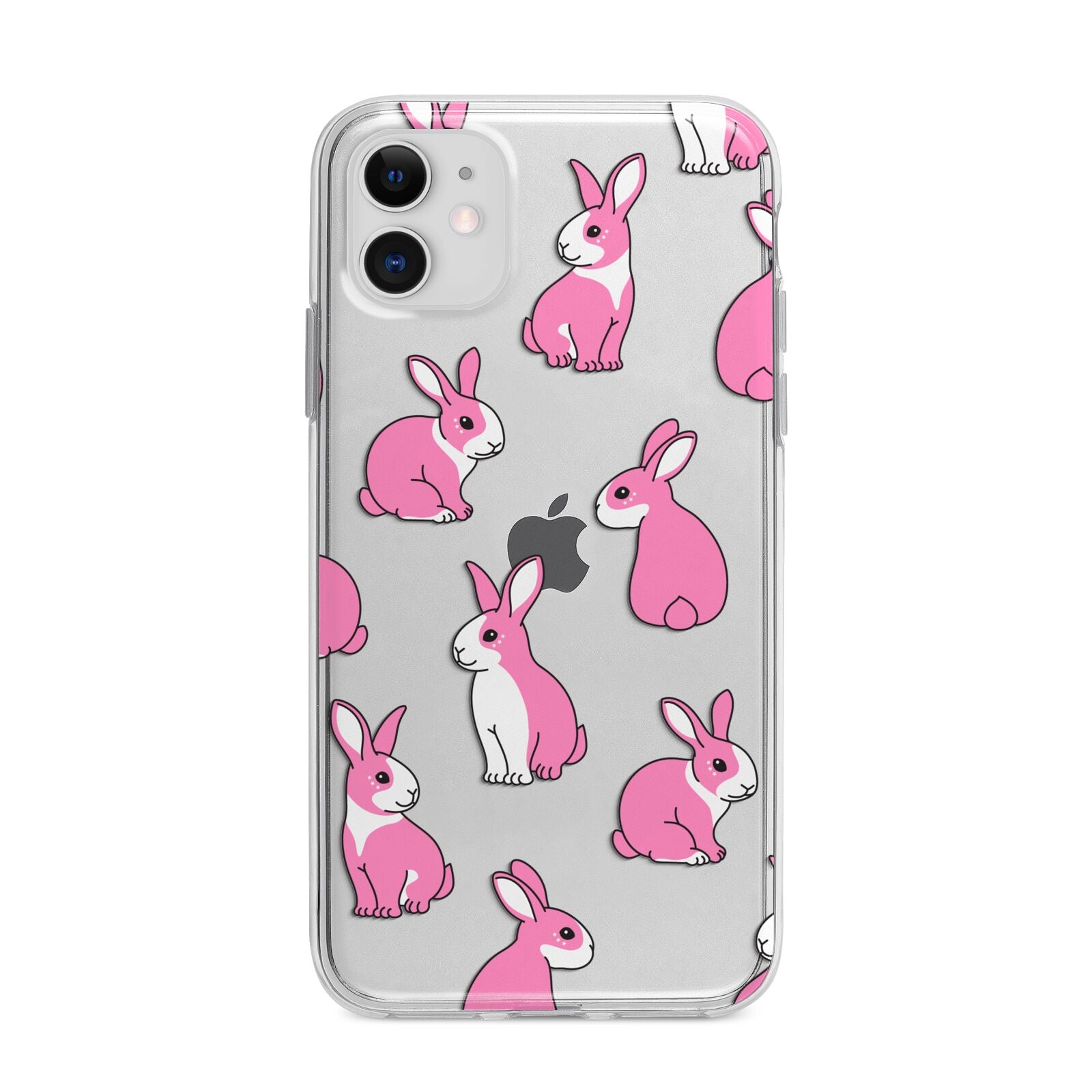 Pink Rabbits Apple iPhone 11 in White with Bumper Case