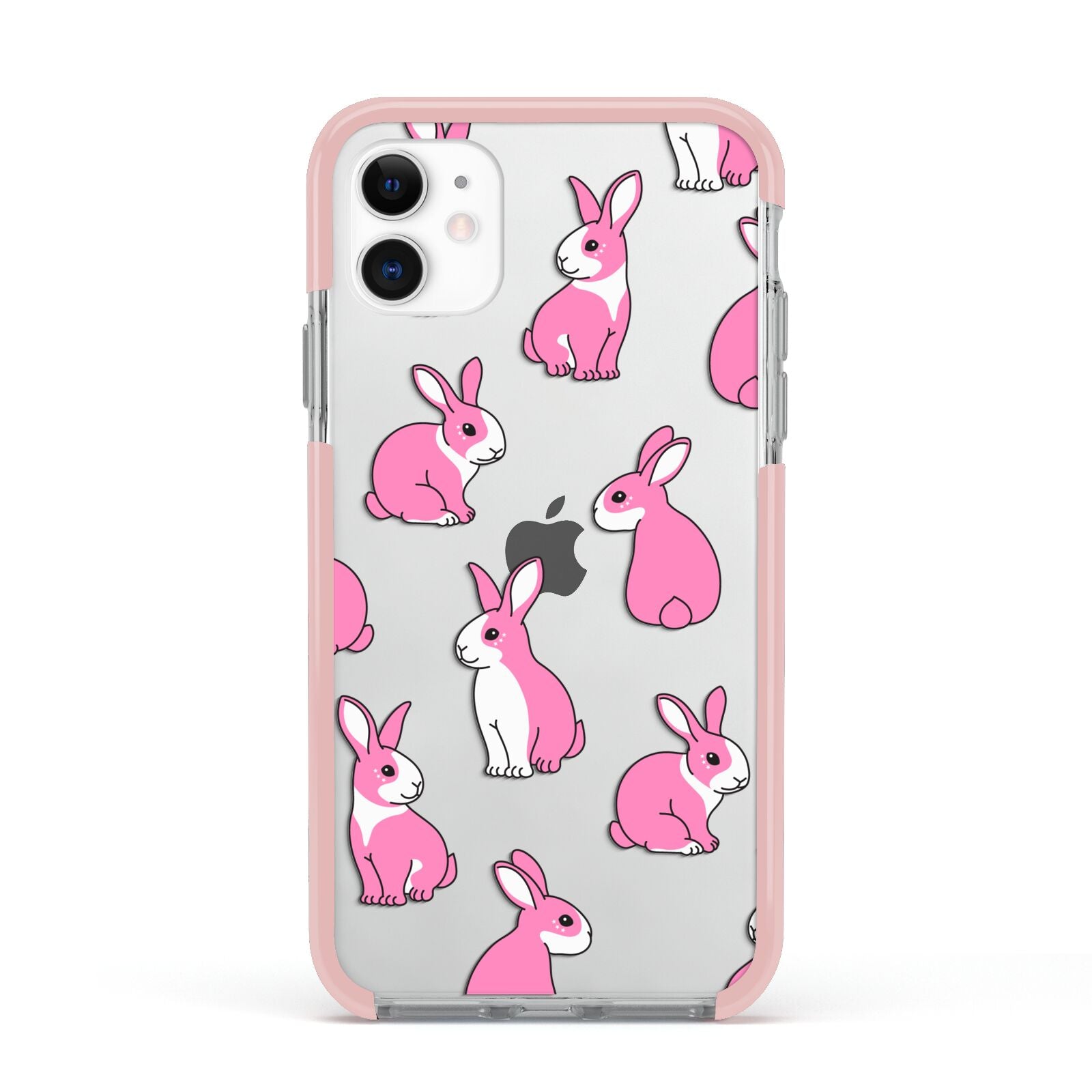 Pink Rabbits Apple iPhone 11 in White with Pink Impact Case