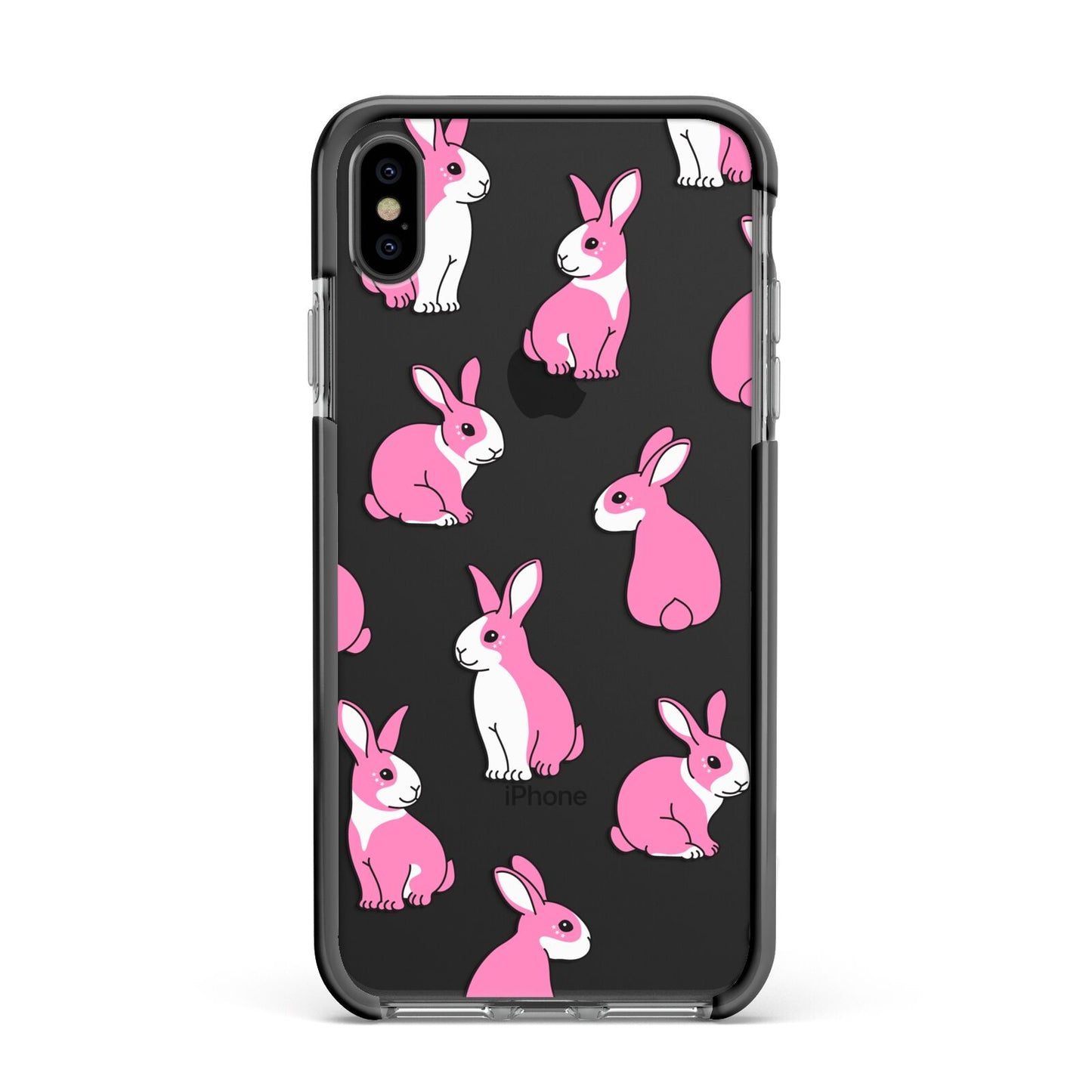 Pink Rabbits Apple iPhone Xs Max Impact Case Black Edge on Black Phone