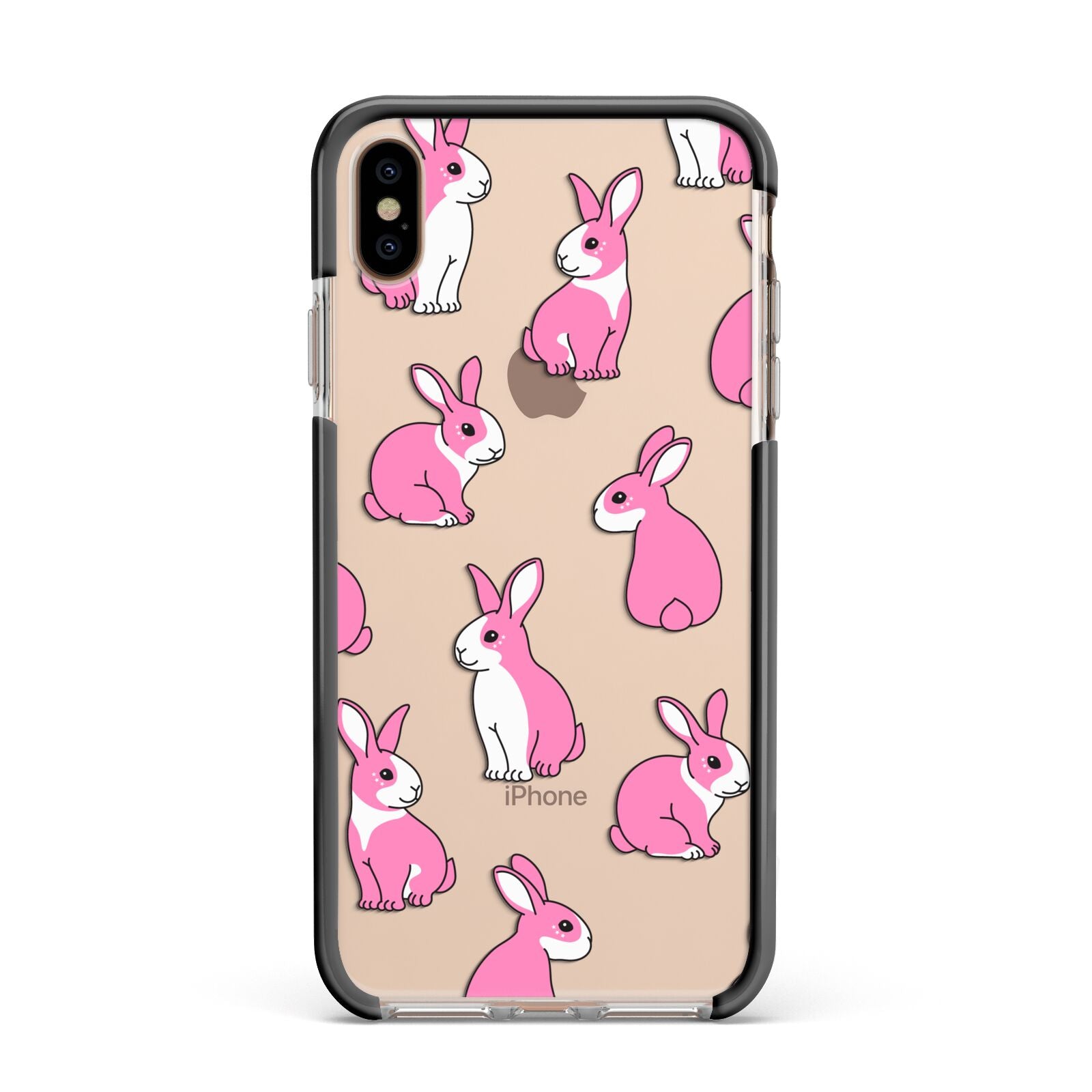 Pink Rabbits Apple iPhone Xs Max Impact Case Black Edge on Gold Phone