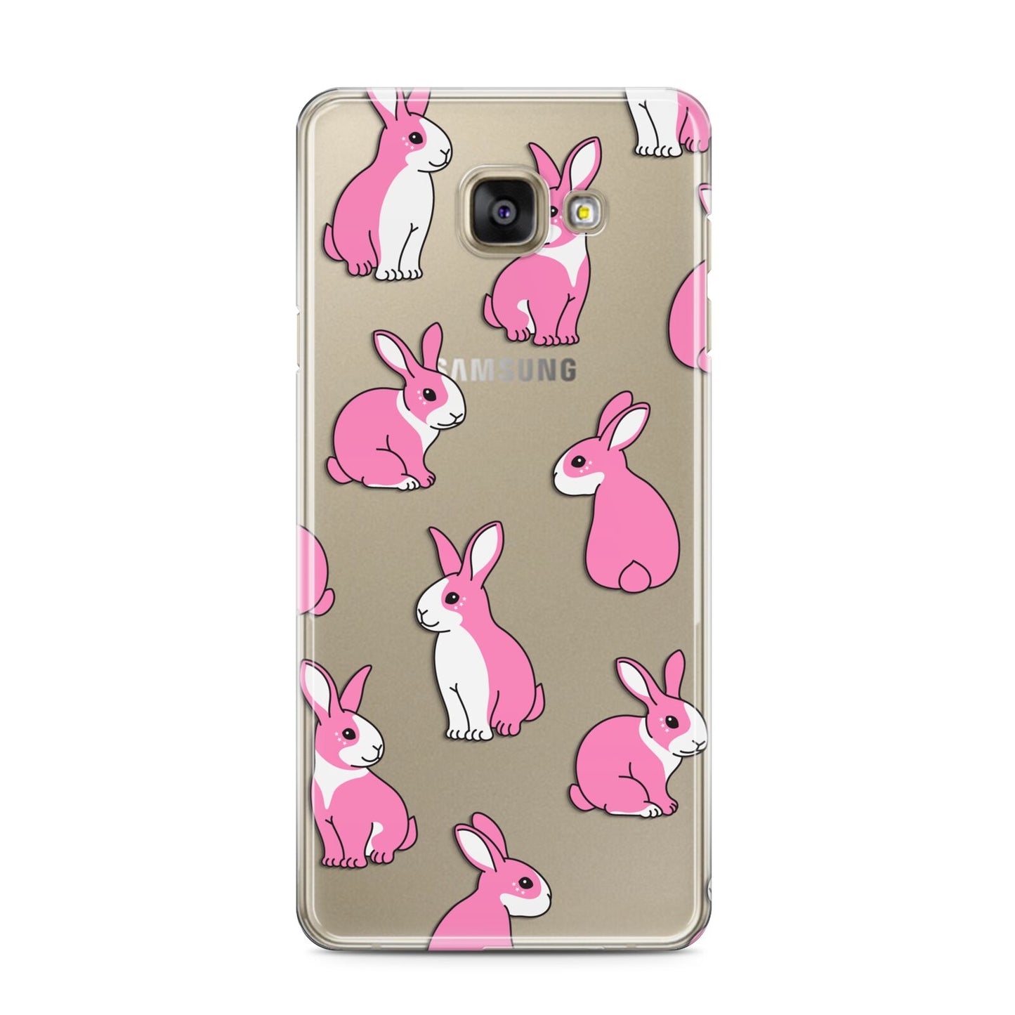 Pink Rabbits Samsung Galaxy A3 2016 Case on gold phone