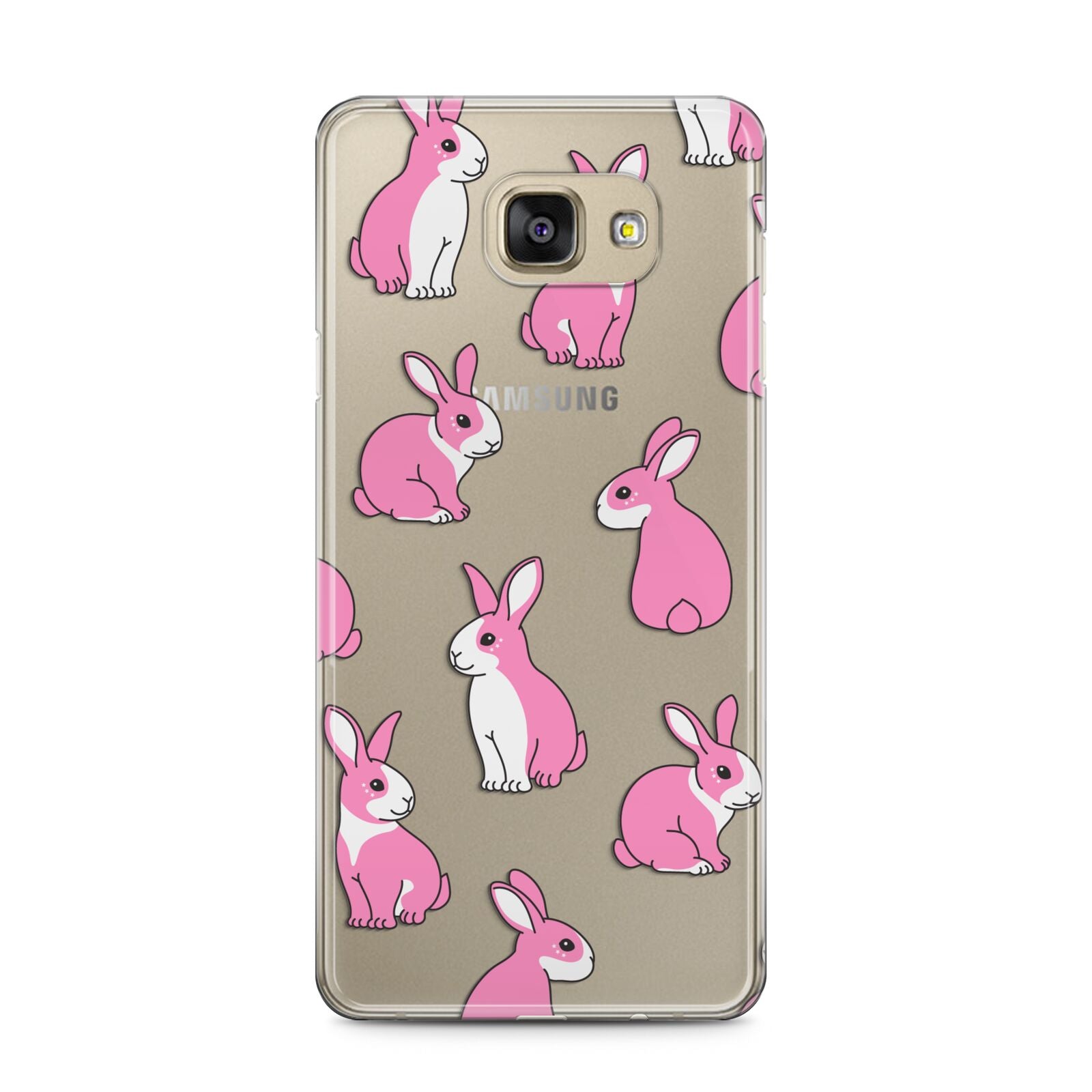 Pink Rabbits Samsung Galaxy A5 2016 Case on gold phone