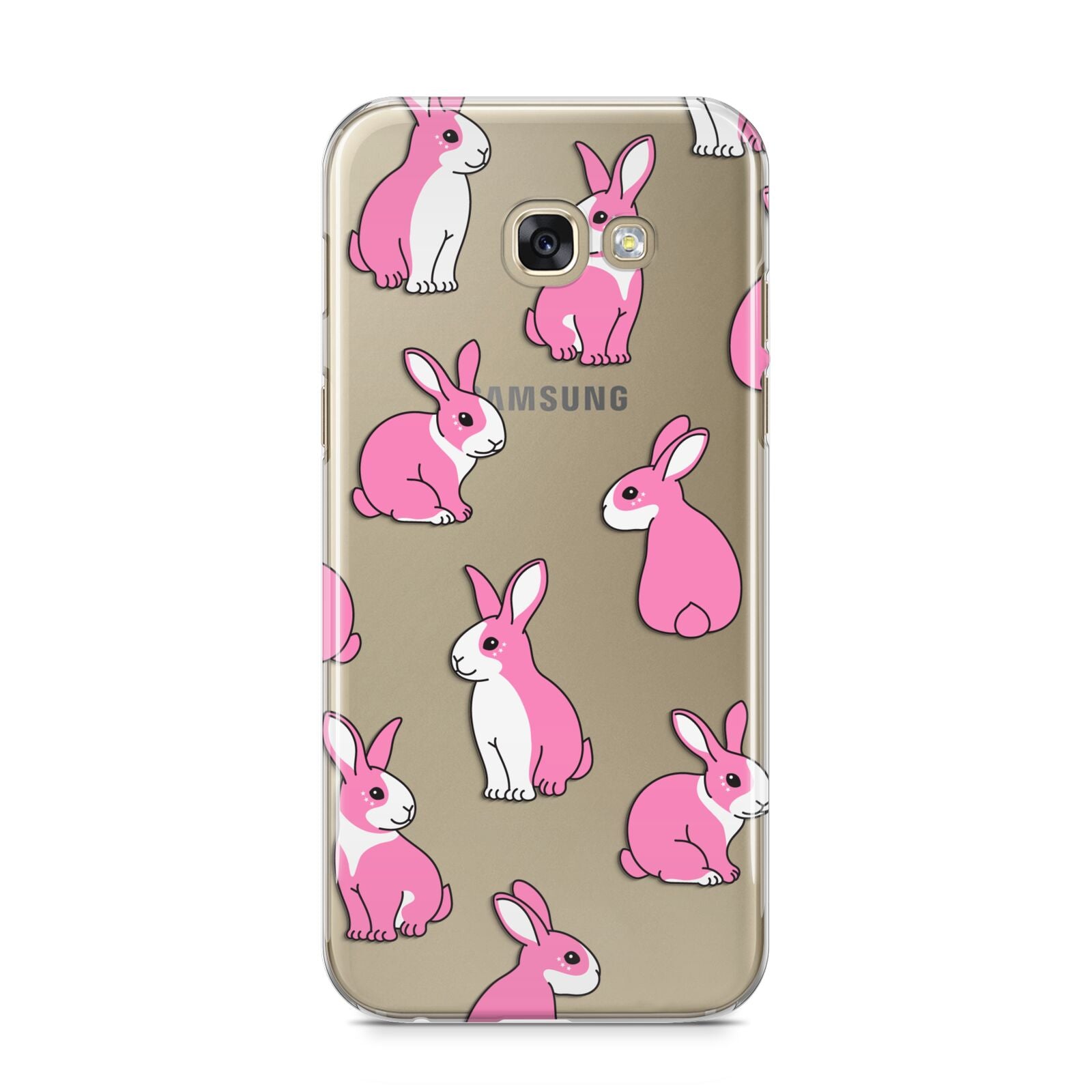 Pink Rabbits Samsung Galaxy A5 2017 Case on gold phone