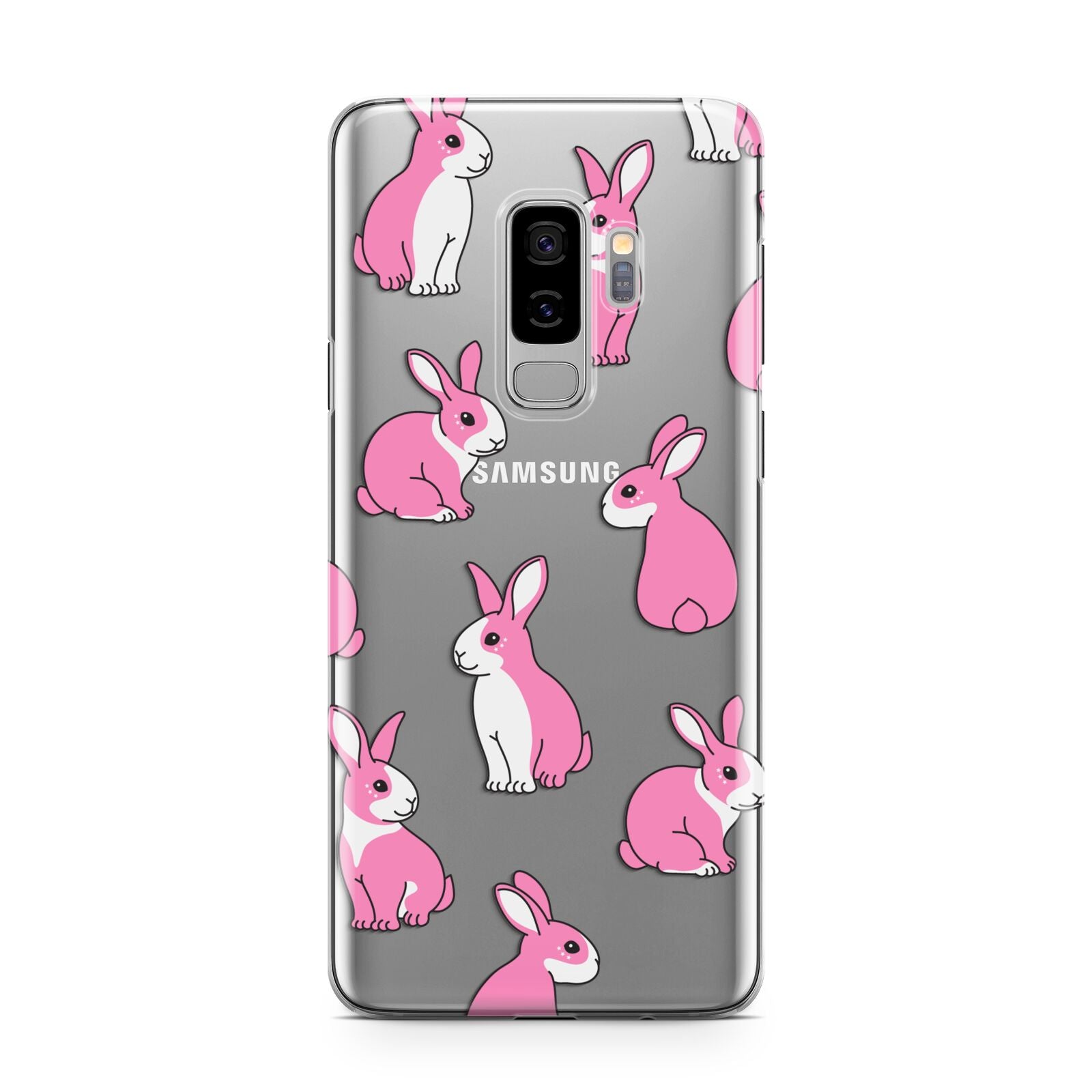 Pink Rabbits Samsung Galaxy S9 Plus Case on Silver phone