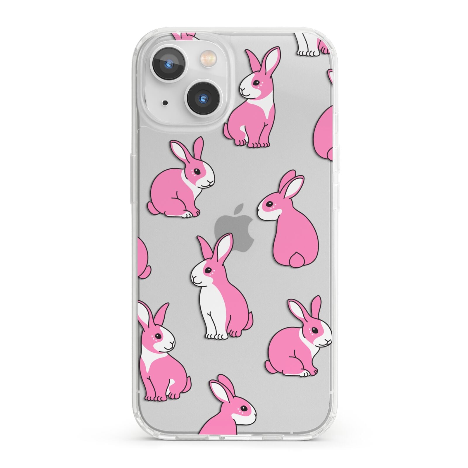 Pink Rabbits iPhone 13 Clear Bumper Case