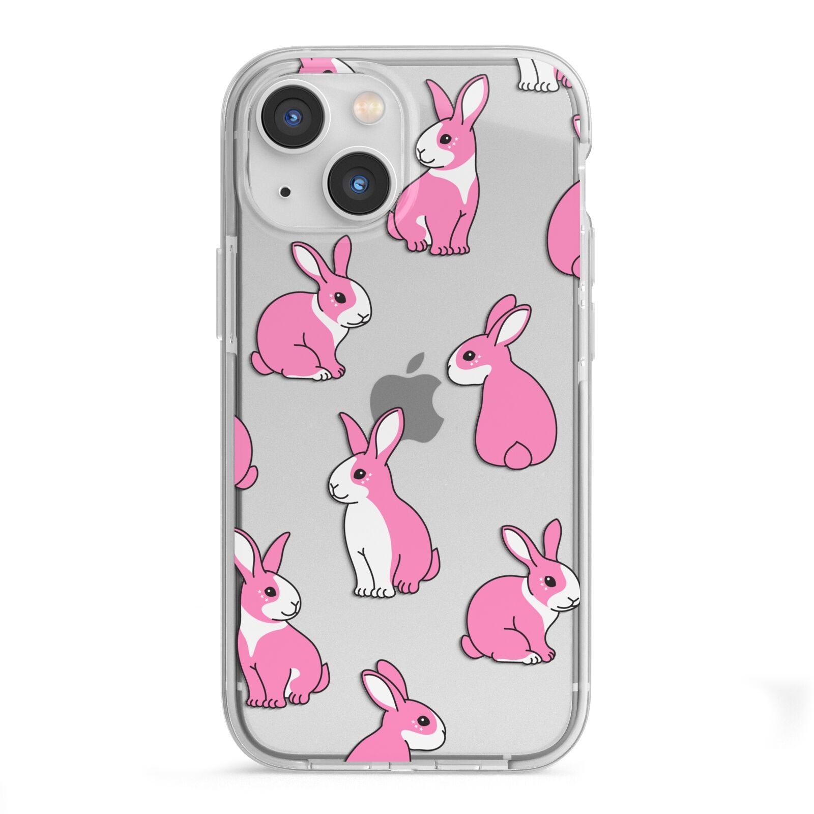 Pink Rabbits iPhone 13 Mini TPU Impact Case with White Edges