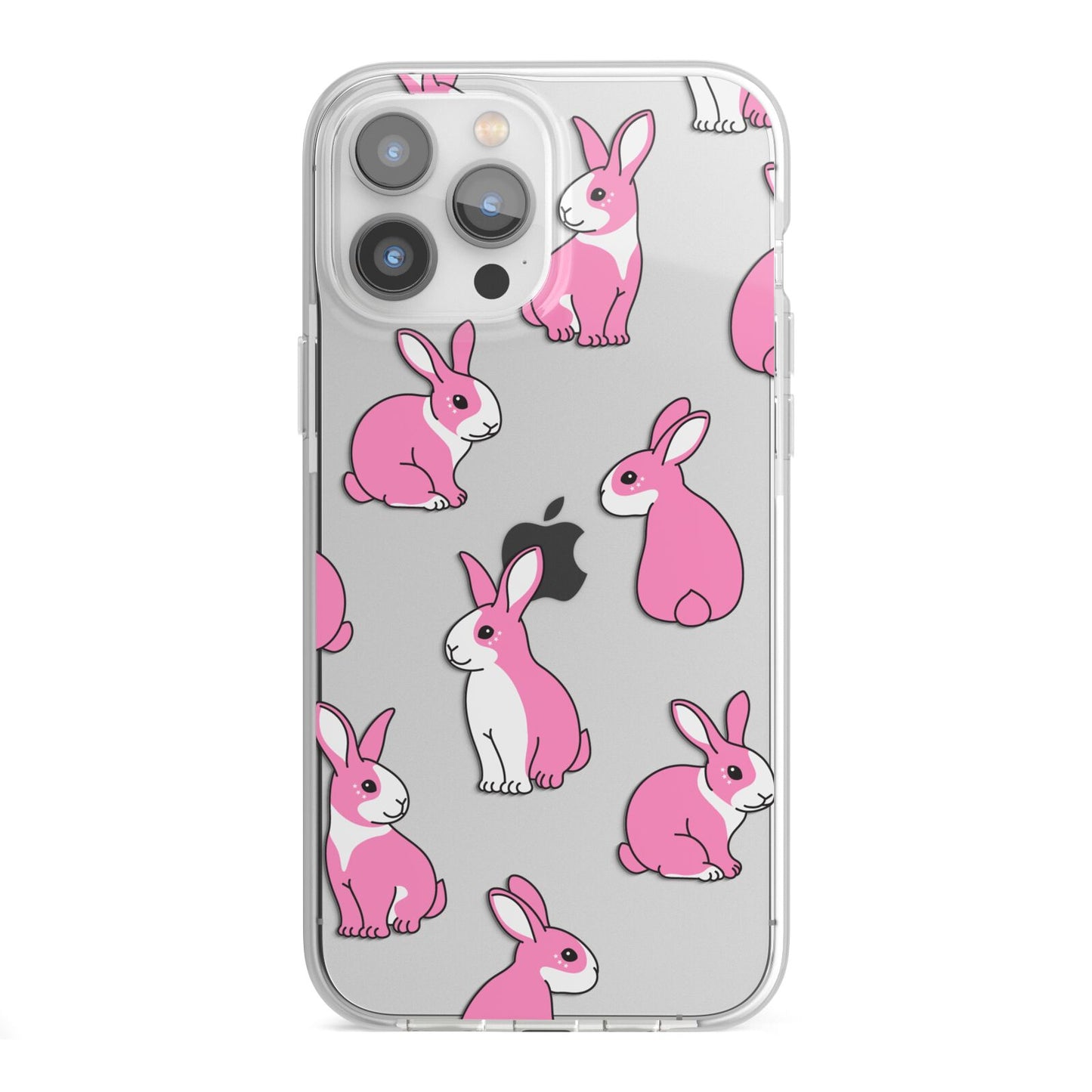 Pink Rabbits iPhone 13 Pro Max TPU Impact Case with White Edges