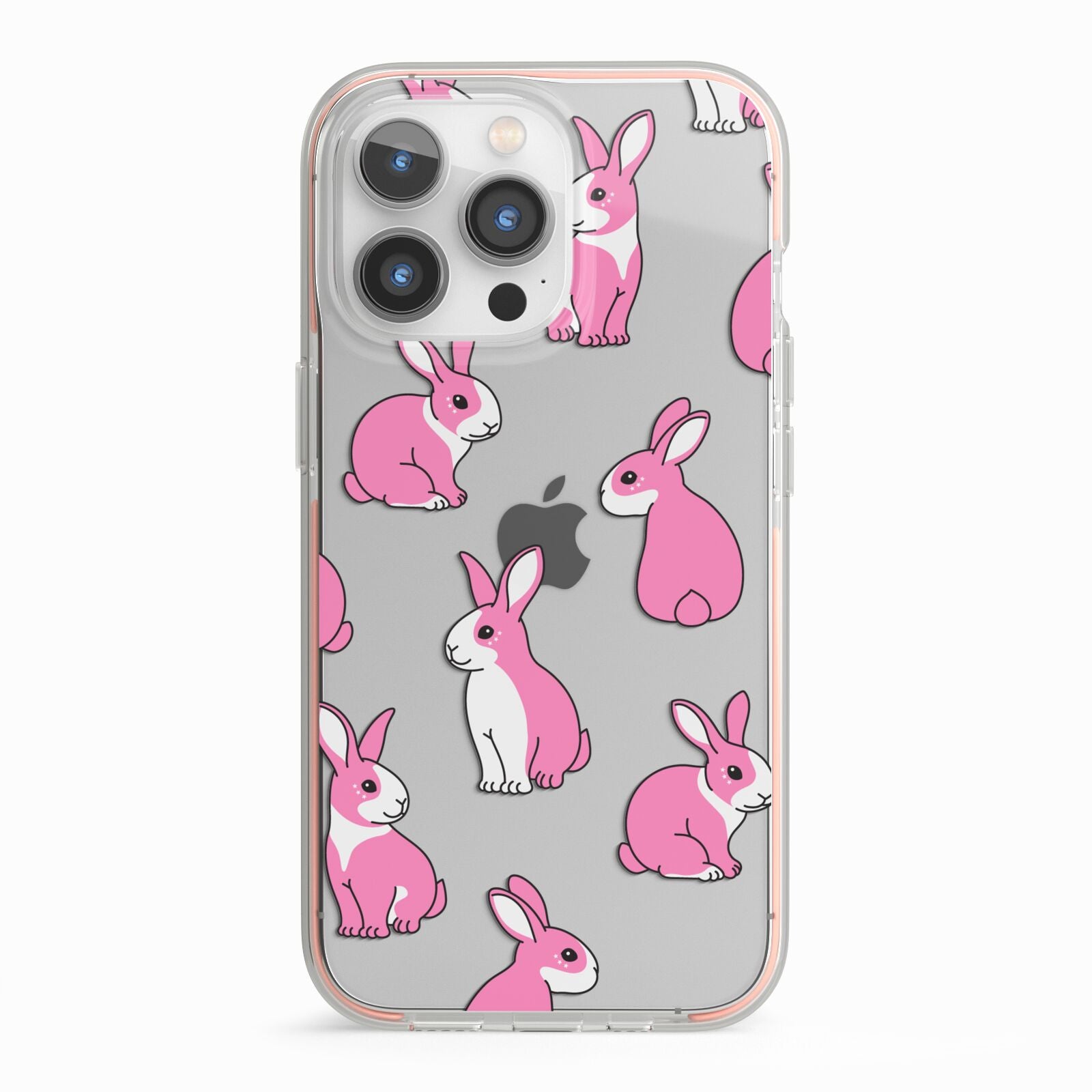 Pink Rabbits iPhone 13 Pro TPU Impact Case with Pink Edges