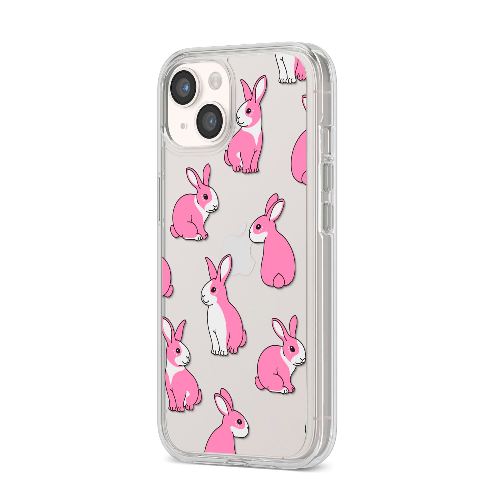 Pink Rabbits iPhone 14 Clear Tough Case Starlight Angled Image