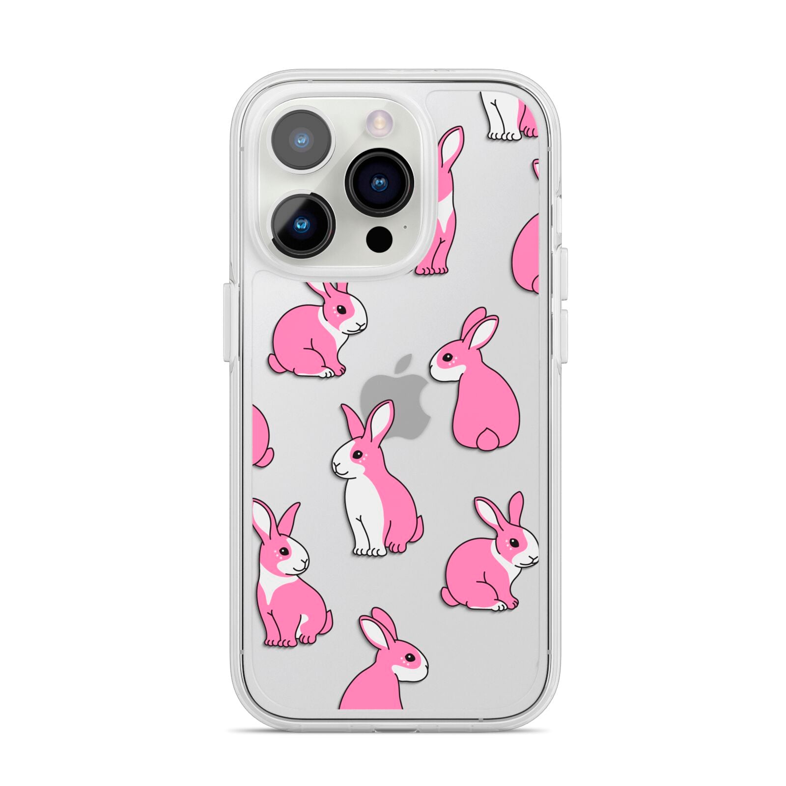 Pink Rabbits iPhone 14 Pro Clear Tough Case Silver