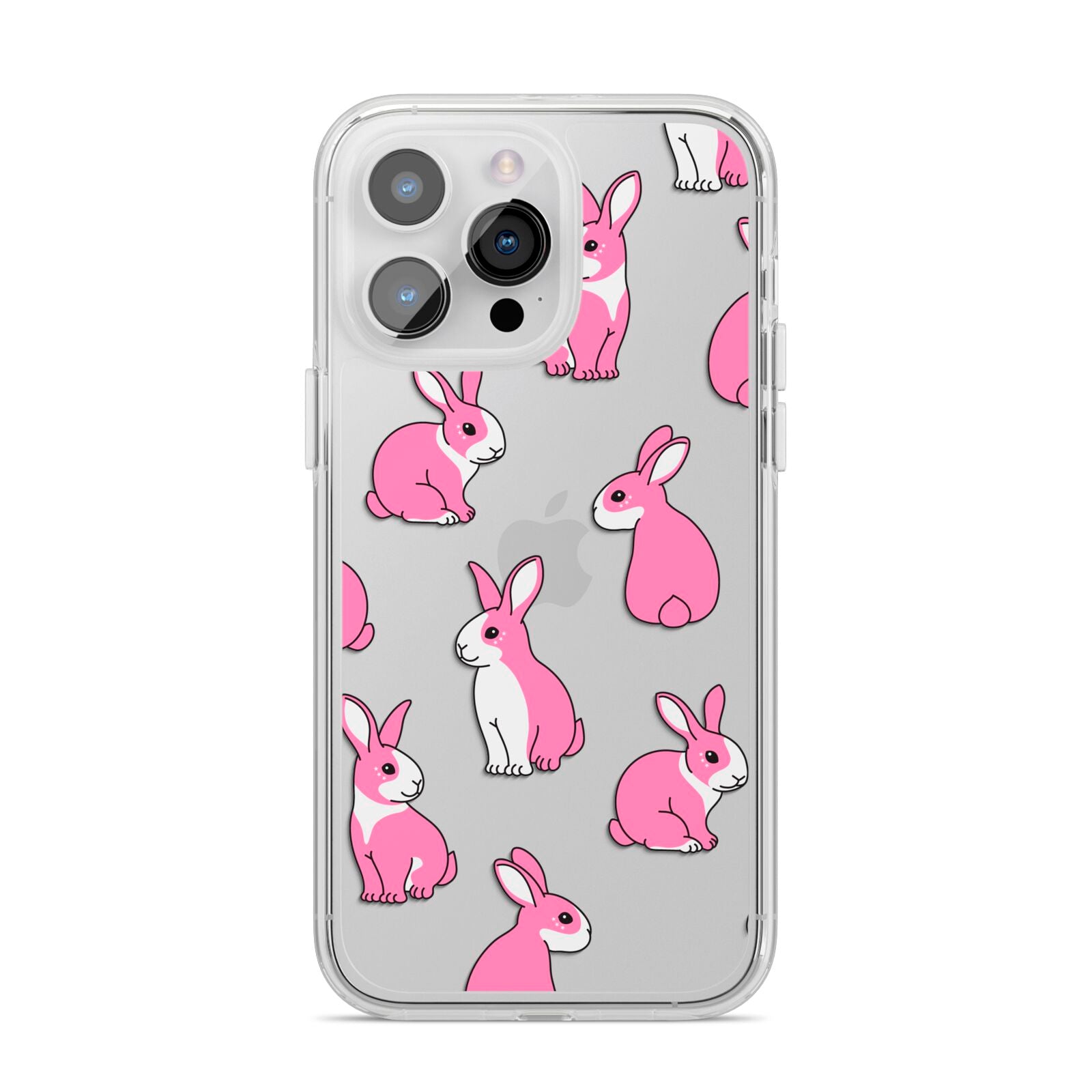 Pink Rabbits iPhone 14 Pro Max Clear Tough Case Silver