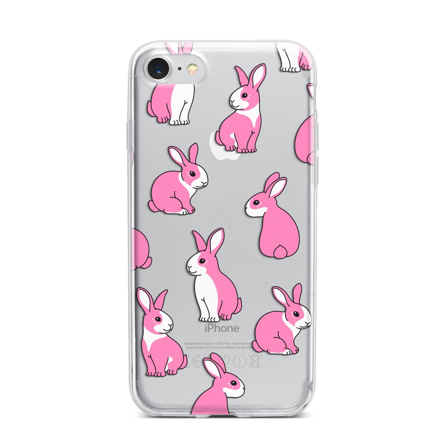 Pink Rabbits iPhone 7 Bumper Case on Silver iPhone