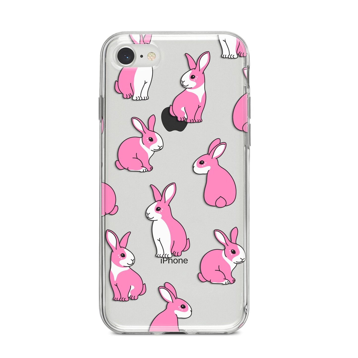 Pink Rabbits iPhone 8 Bumper Case on Silver iPhone