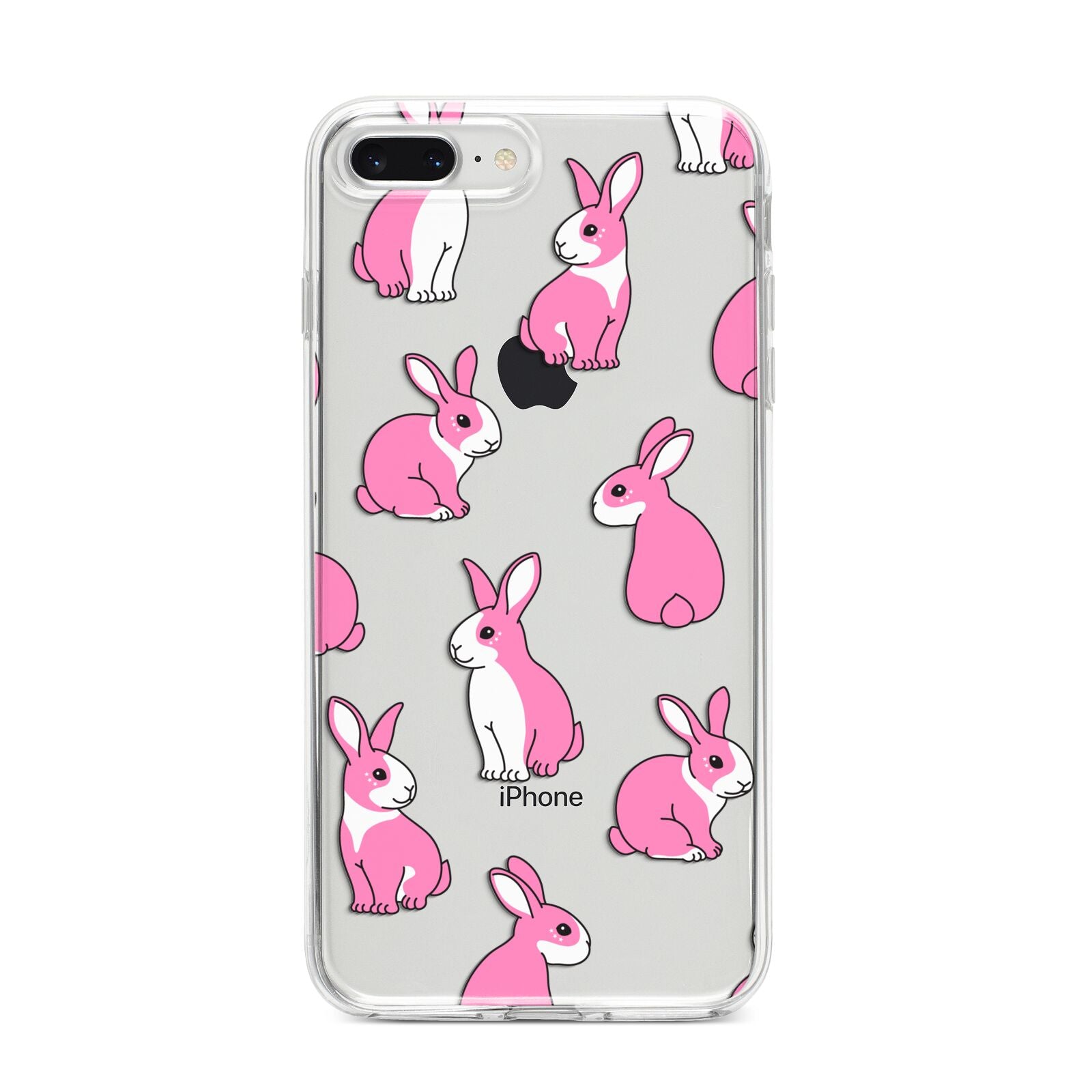 Pink Rabbits iPhone 8 Plus Bumper Case on Silver iPhone