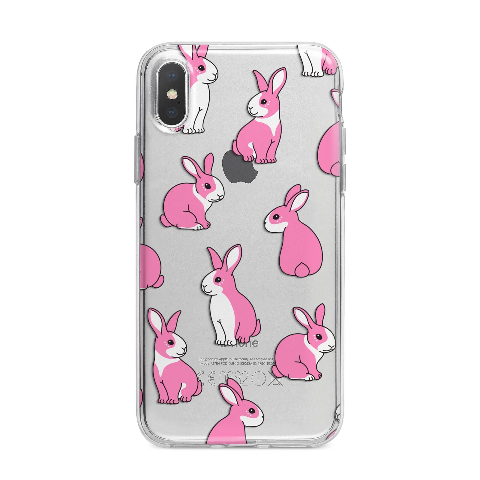 Pink Rabbits iPhone X Bumper Case on Silver iPhone Alternative Image 1