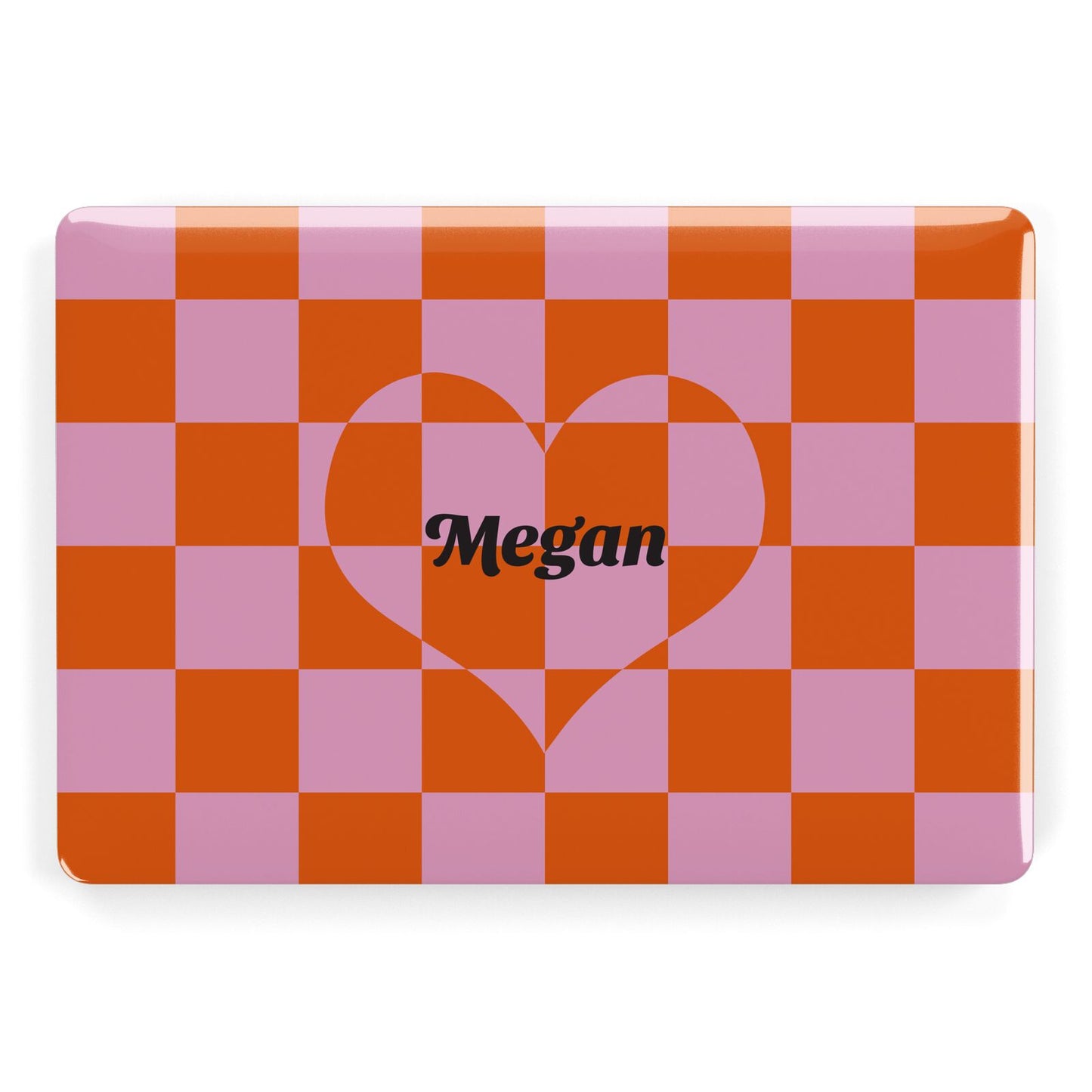 Pink Red Checkered Heart Custom Apple MacBook Case