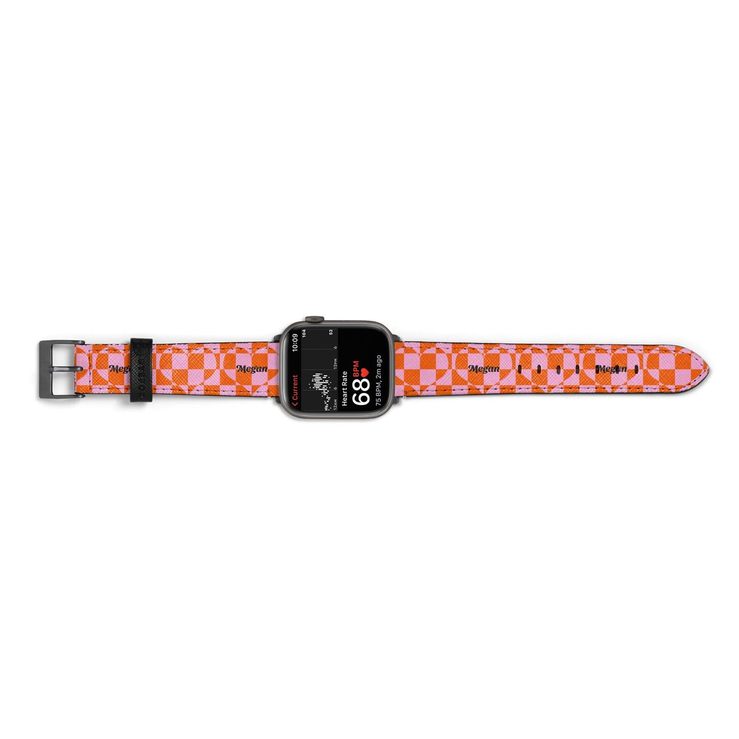 Pink Red Checkered Heart Custom Apple Watch Strap Size 38mm Landscape Image Space Grey Hardware