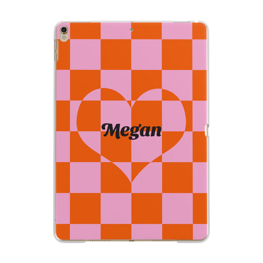 Pink Red Checkered Heart Custom Apple iPad Gold Case