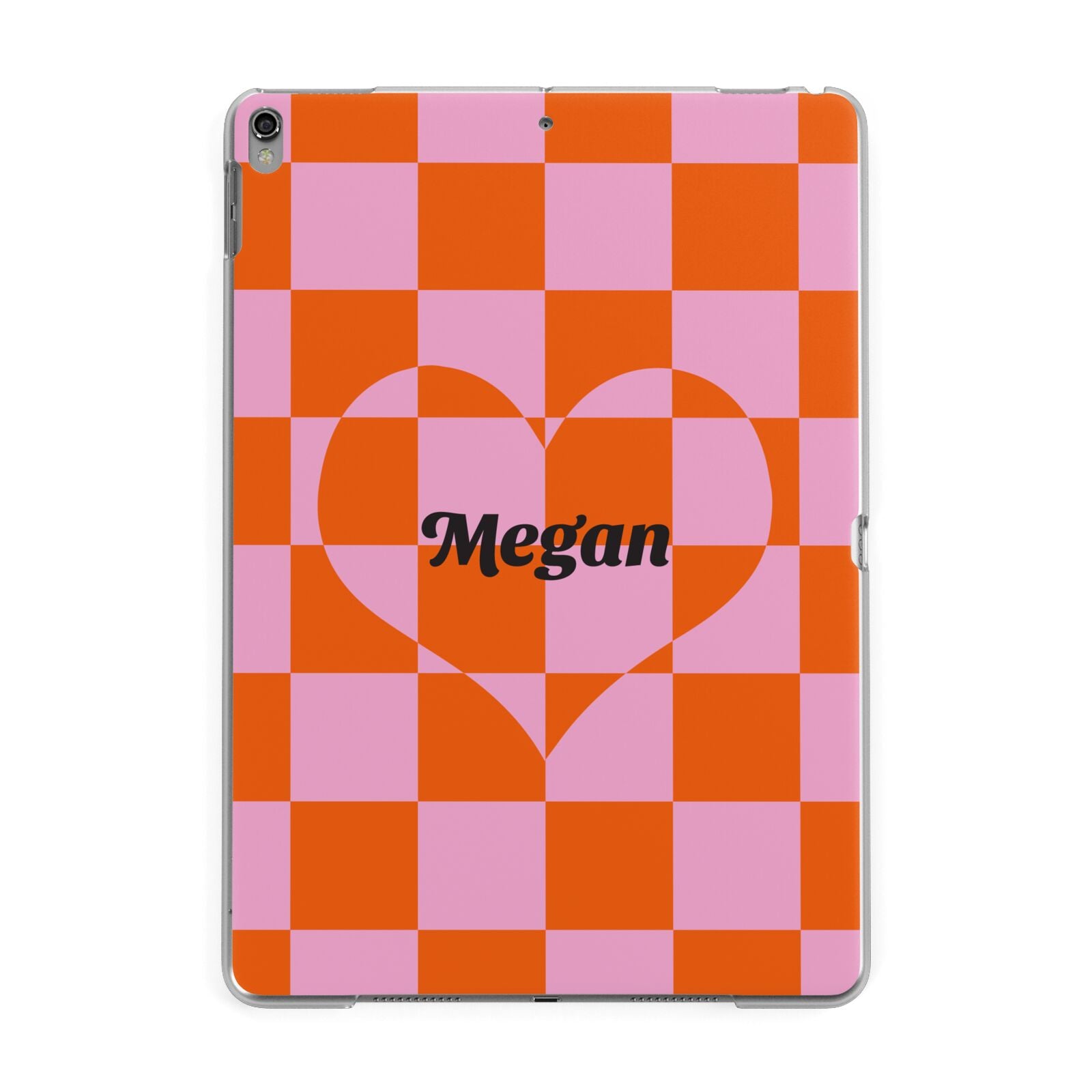 Pink Red Checkered Heart Custom Apple iPad Grey Case