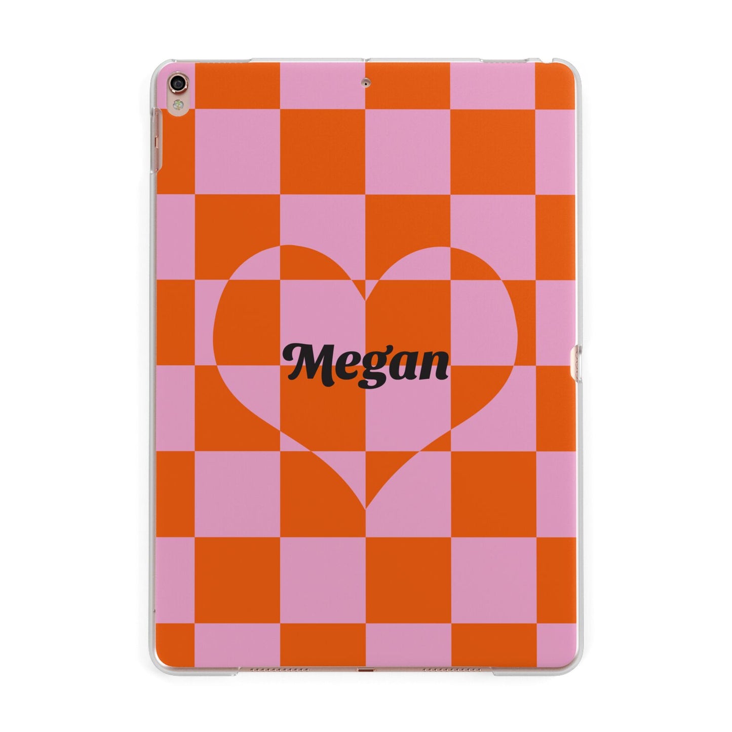 Pink Red Checkered Heart Custom Apple iPad Rose Gold Case