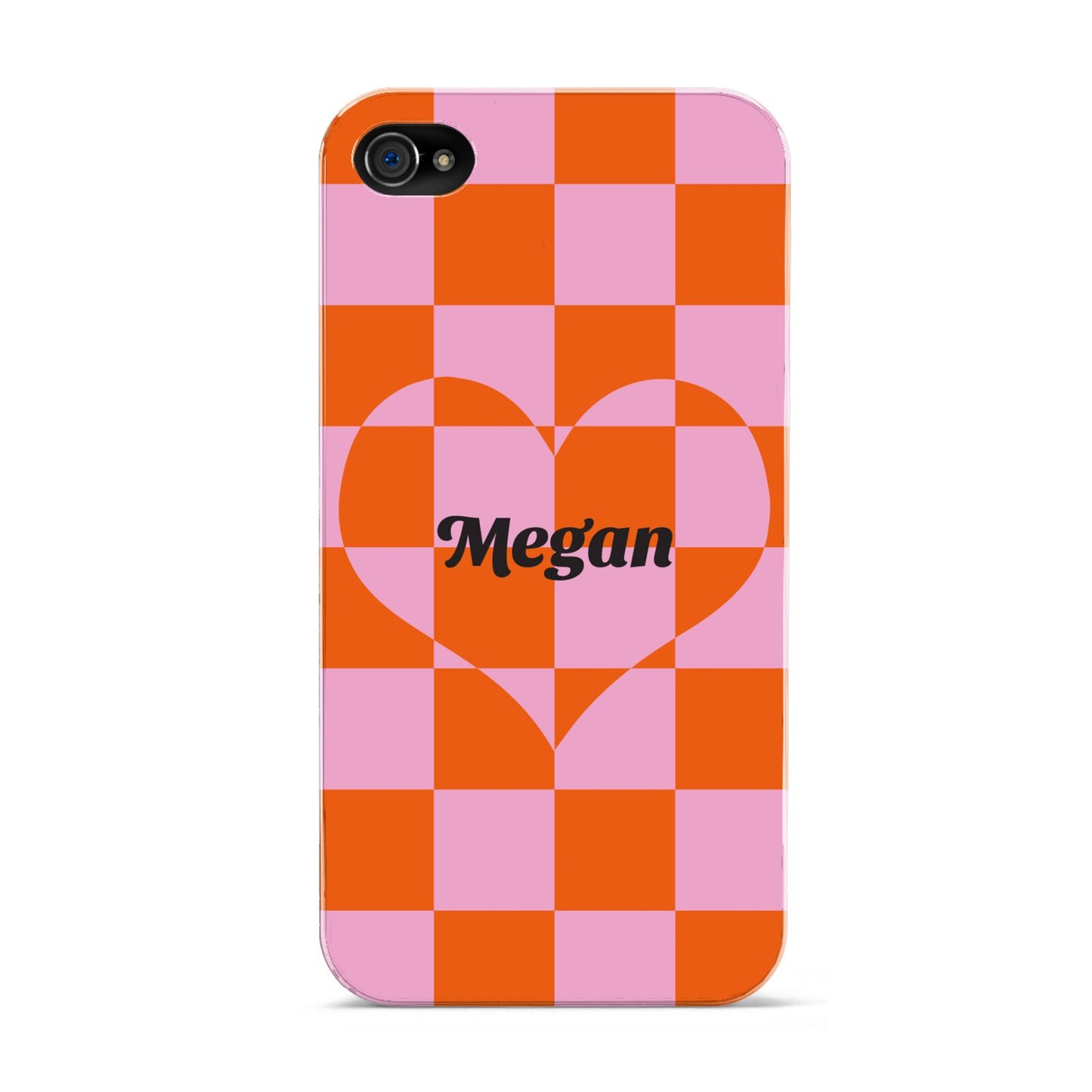 Pink Red Checkered Heart Custom Apple iPhone 4s Case