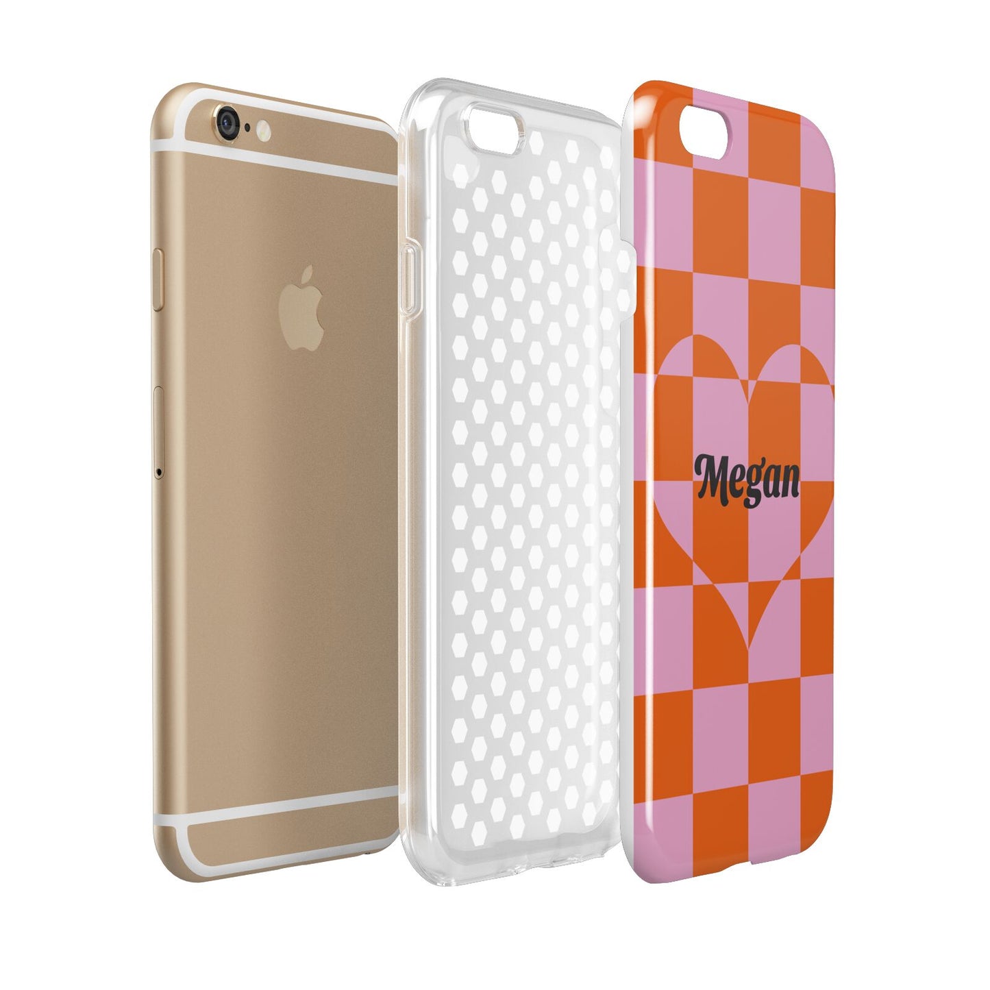 Pink Red Checkered Heart Custom Apple iPhone 6 3D Tough Case Expanded view