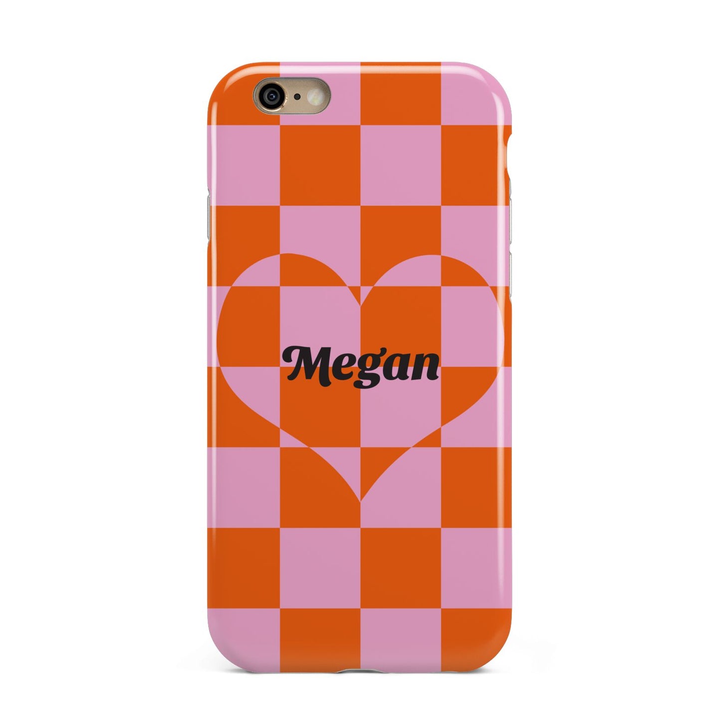 Pink Red Checkered Heart Custom Apple iPhone 6 3D Tough Case