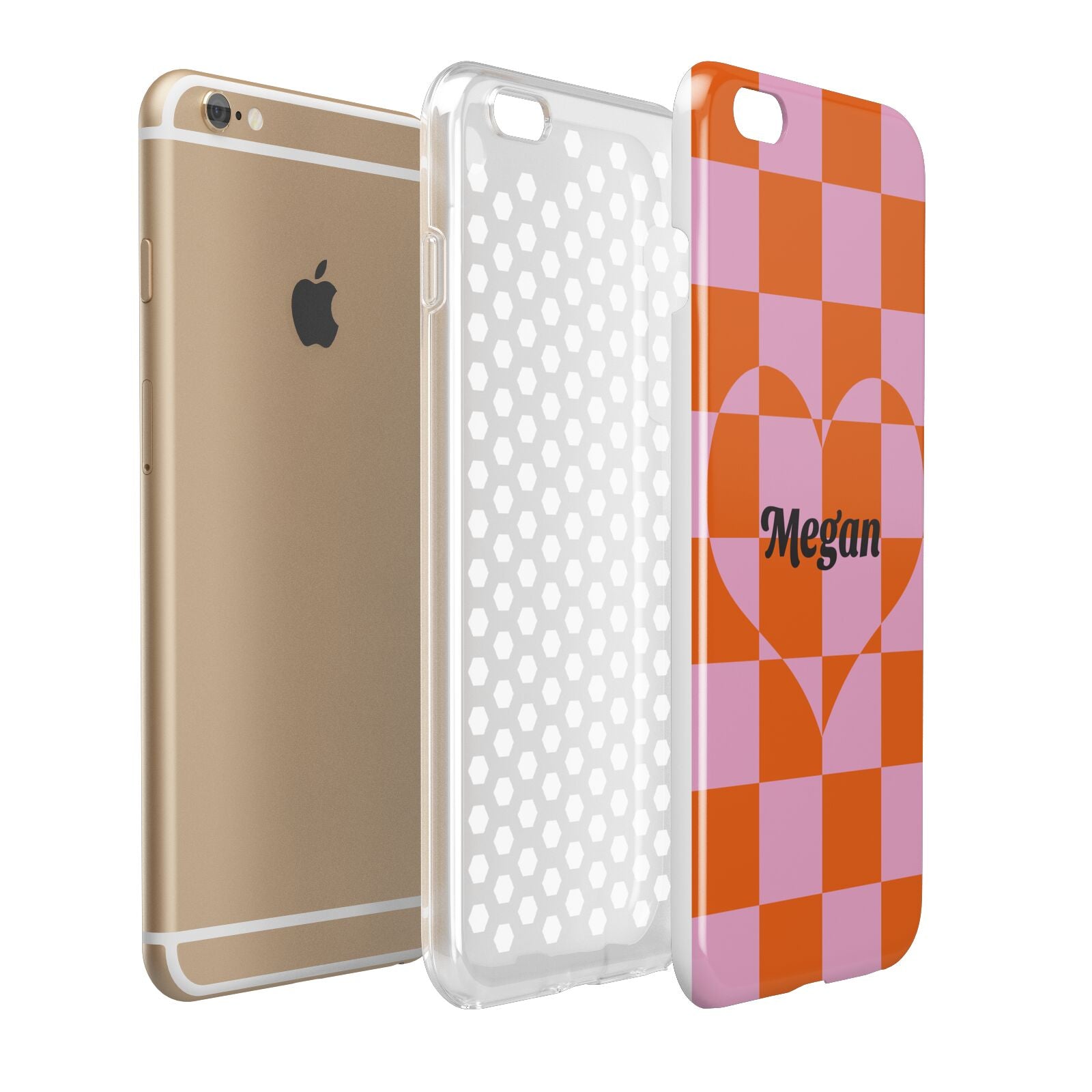 Pink Red Checkered Heart Custom Apple iPhone 6 Plus 3D Tough Case Expand Detail Image