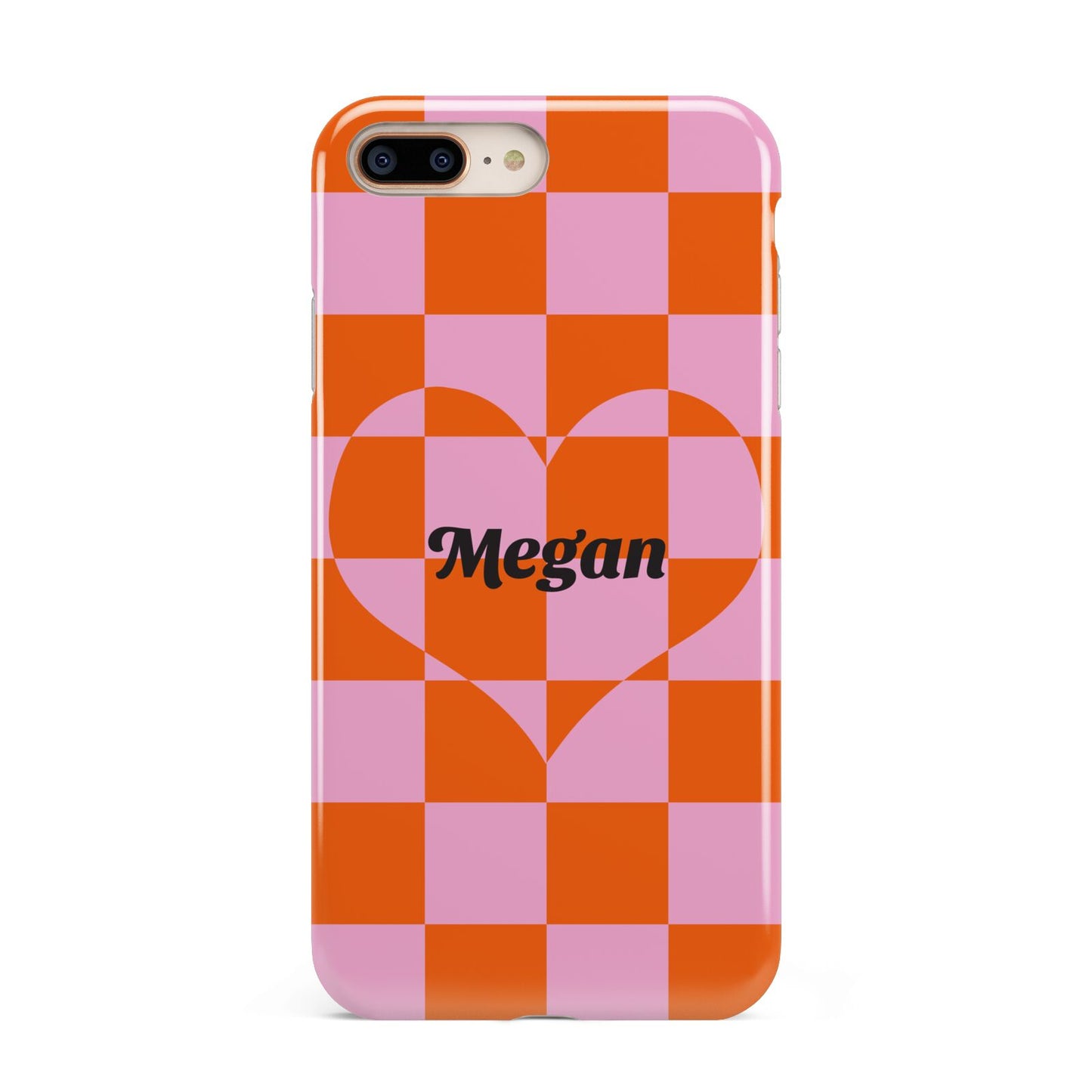 Pink Red Checkered Heart Custom Apple iPhone 7 8 Plus 3D Tough Case