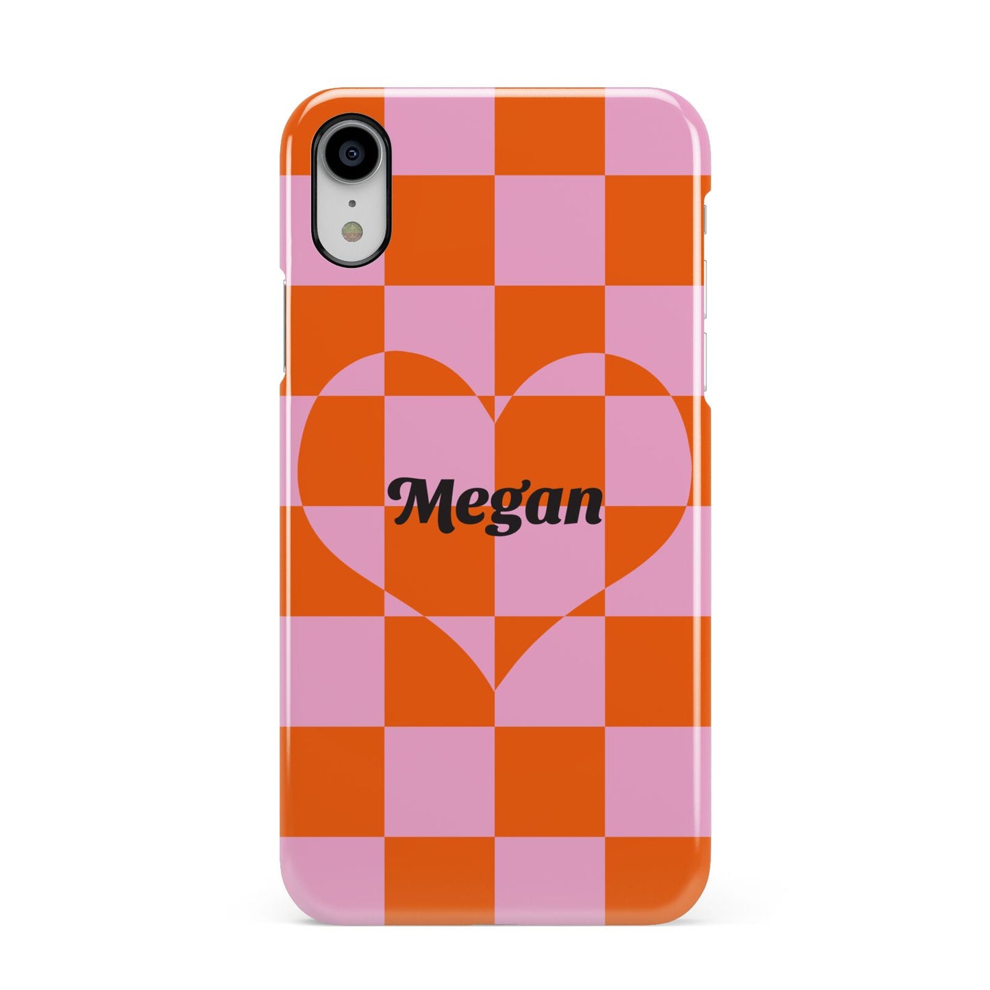 Pink Red Checkered Heart Custom Apple iPhone XR White 3D Snap Case