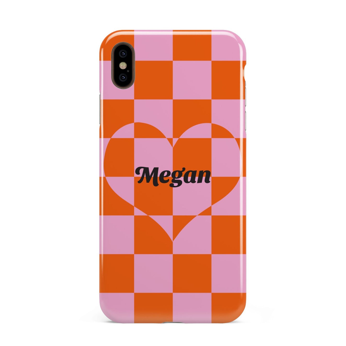 Pink Red Checkered Heart Custom Apple iPhone Xs Max 3D Tough Case