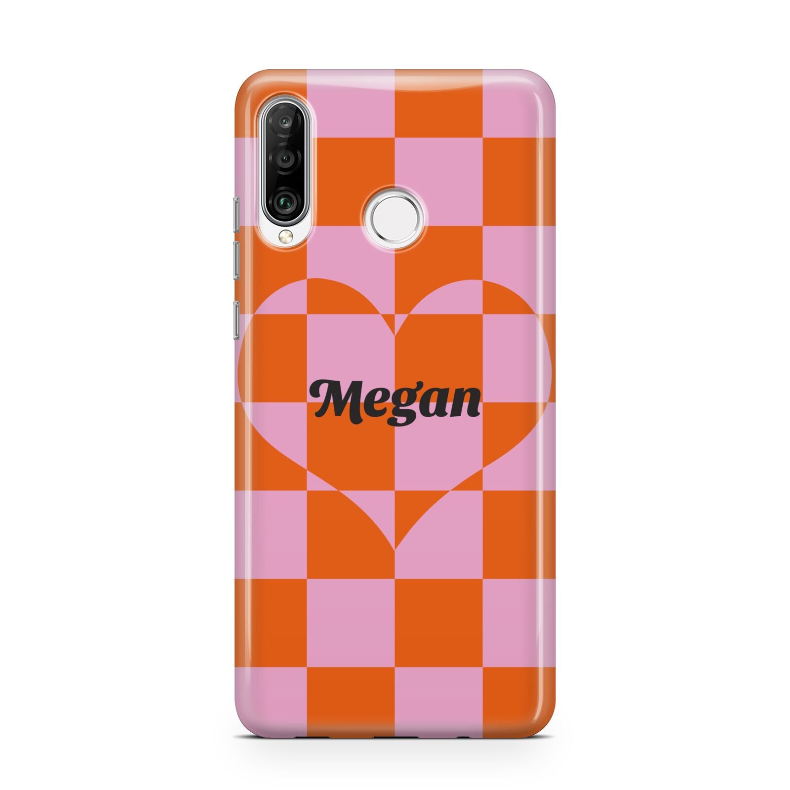 Pink Red Checkered Heart Custom Huawei P30 Lite Phone Case