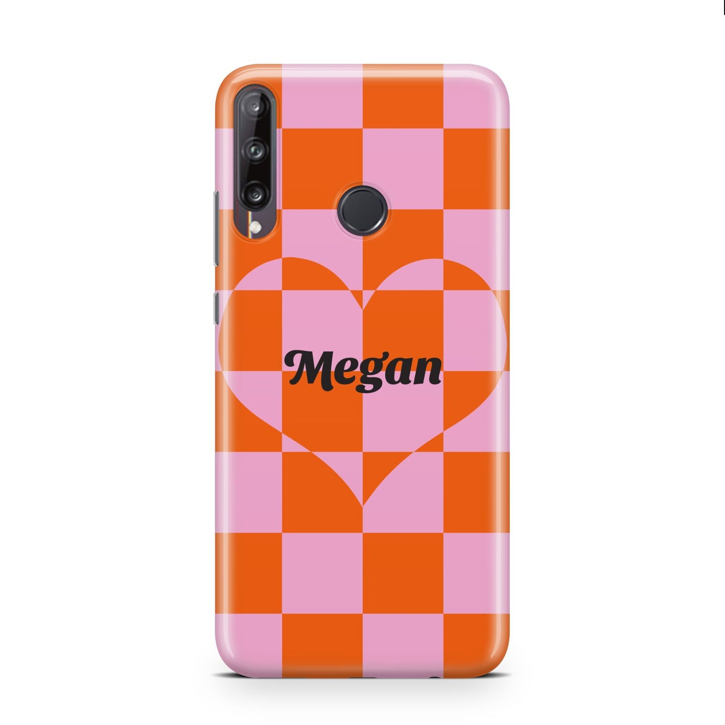 Pink Red Checkered Heart Custom Huawei P40 Lite E Phone Case