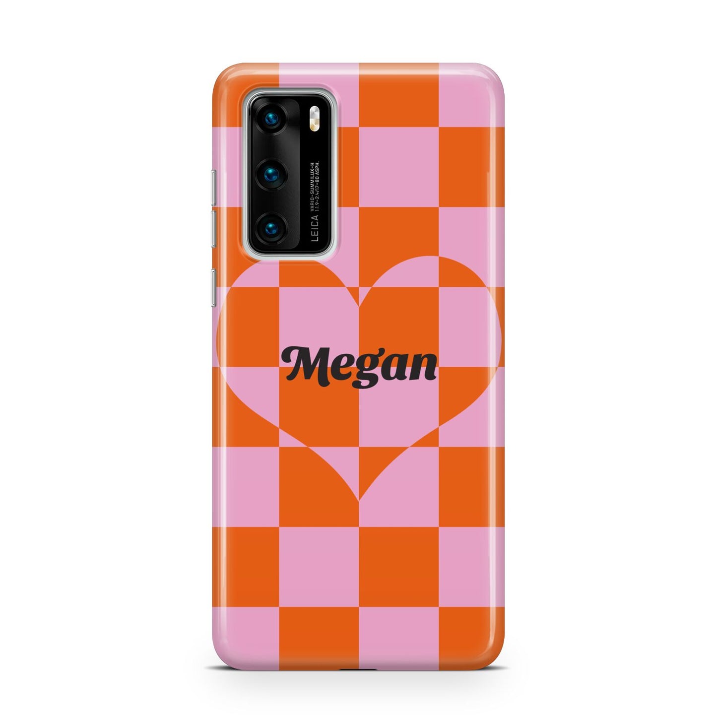 Pink Red Checkered Heart Custom Huawei P40 Phone Case