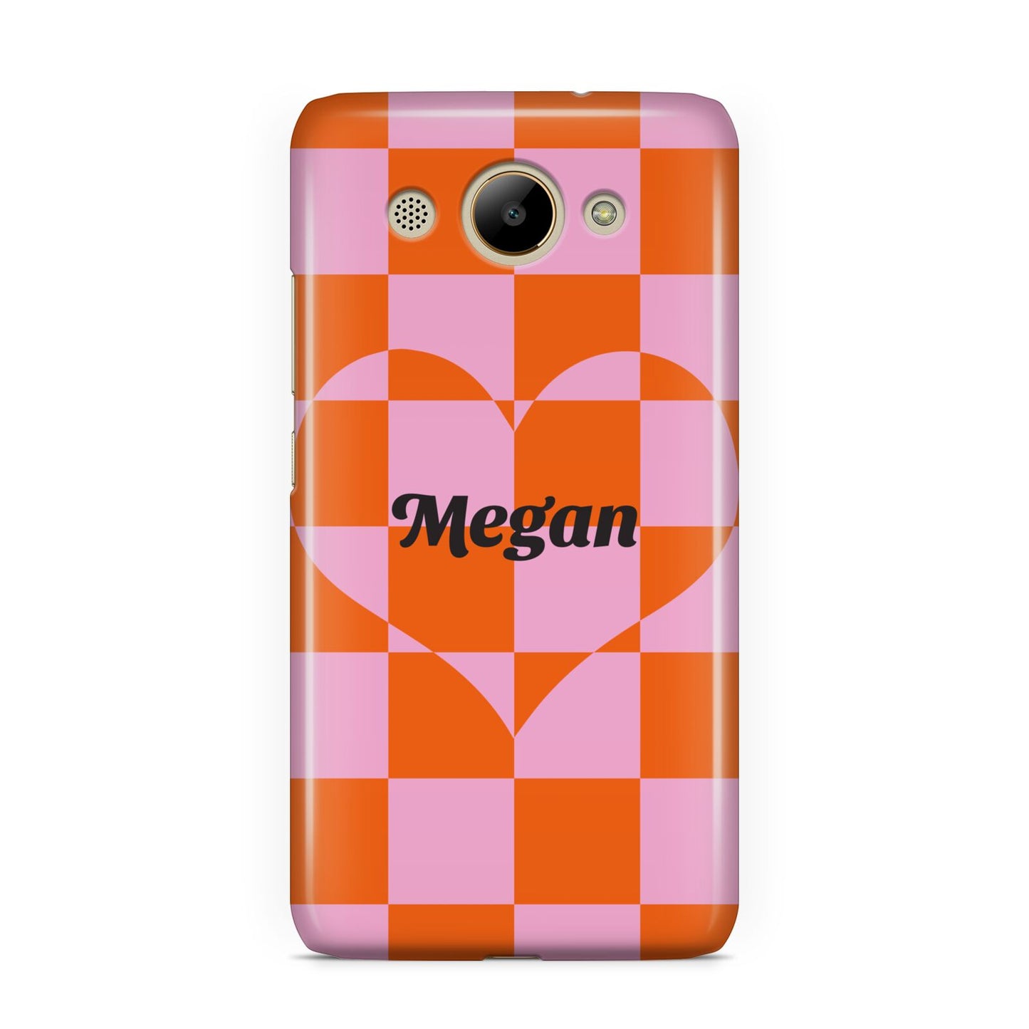 Pink Red Checkered Heart Custom Huawei Y3 2017