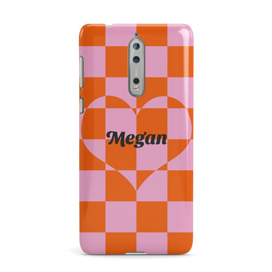 Pink Red Checkered Heart Custom Nokia Case