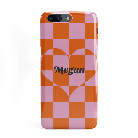 Pink Red Checkered Heart Custom OnePlus Case