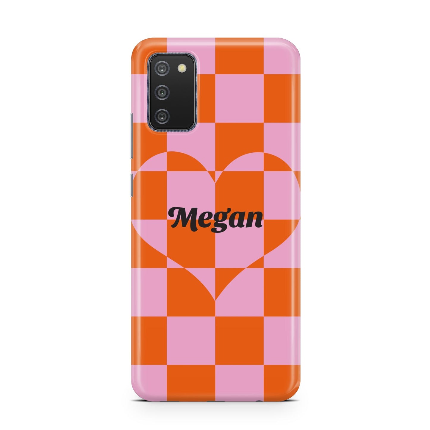 Pink Red Checkered Heart Custom Samsung A02s Case